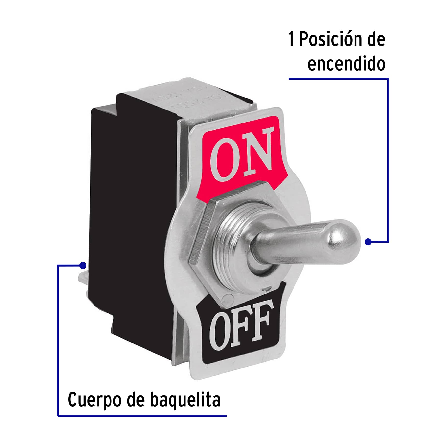 Interruptor de palanca, 1 polo, on-off, VOLTECK