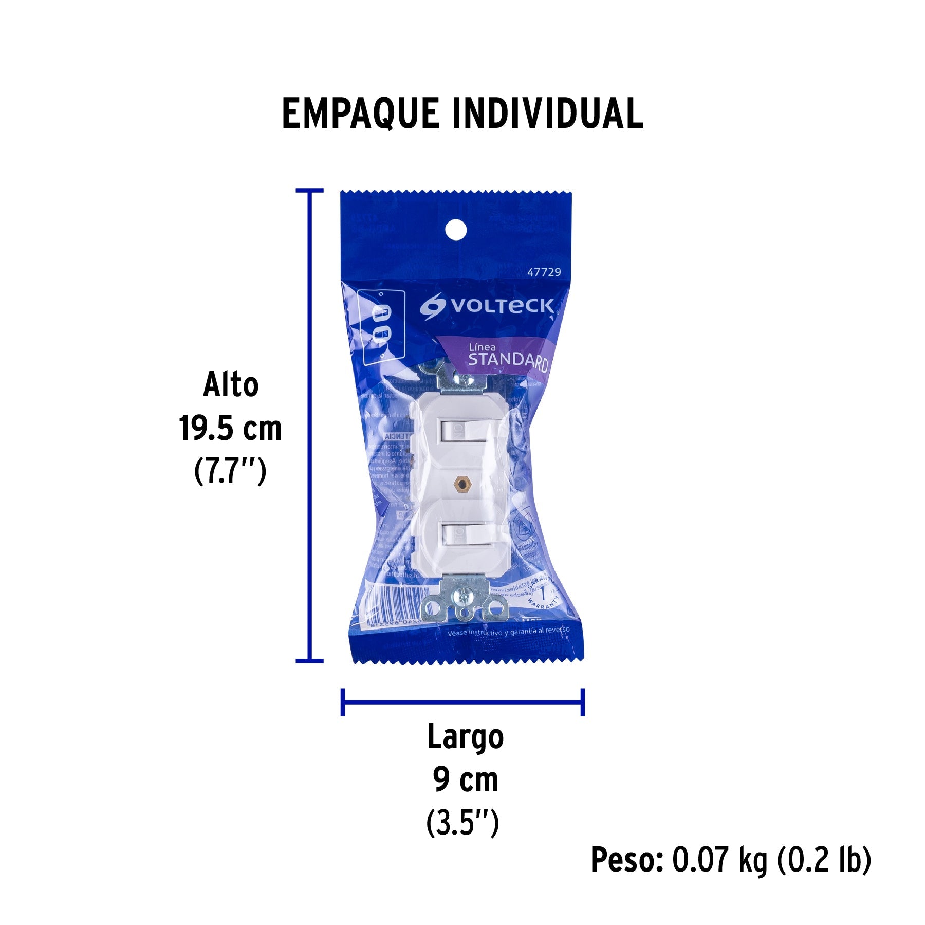 Interruptor dúplex de palanca, Standard, blanco, VOLTECK - Empaque