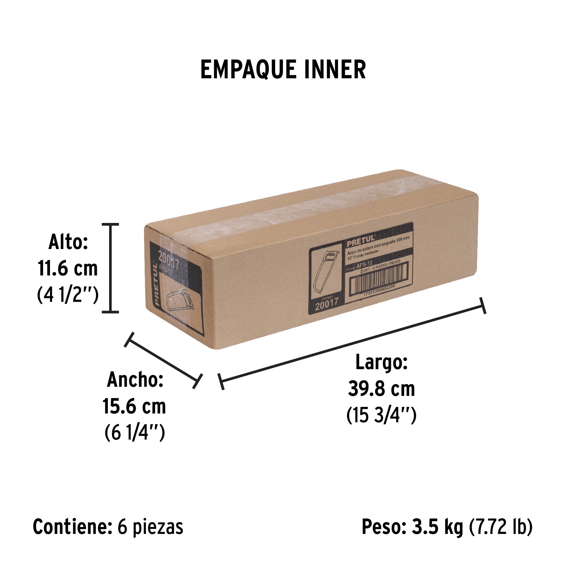 Arco 12" de solera para segueta, PRETUL - Empaque