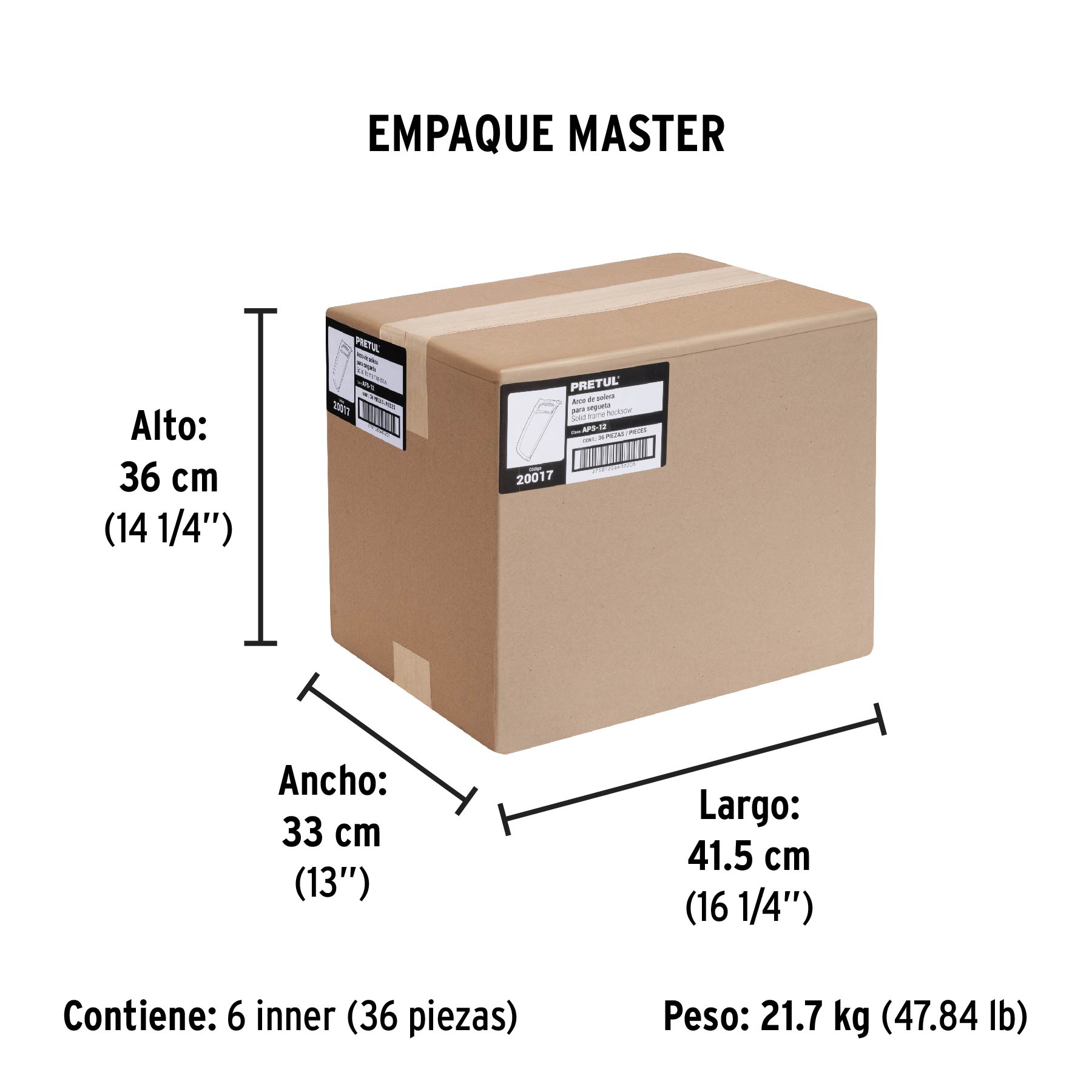 Arco 12" de solera para segueta, PRETUL - Empaque