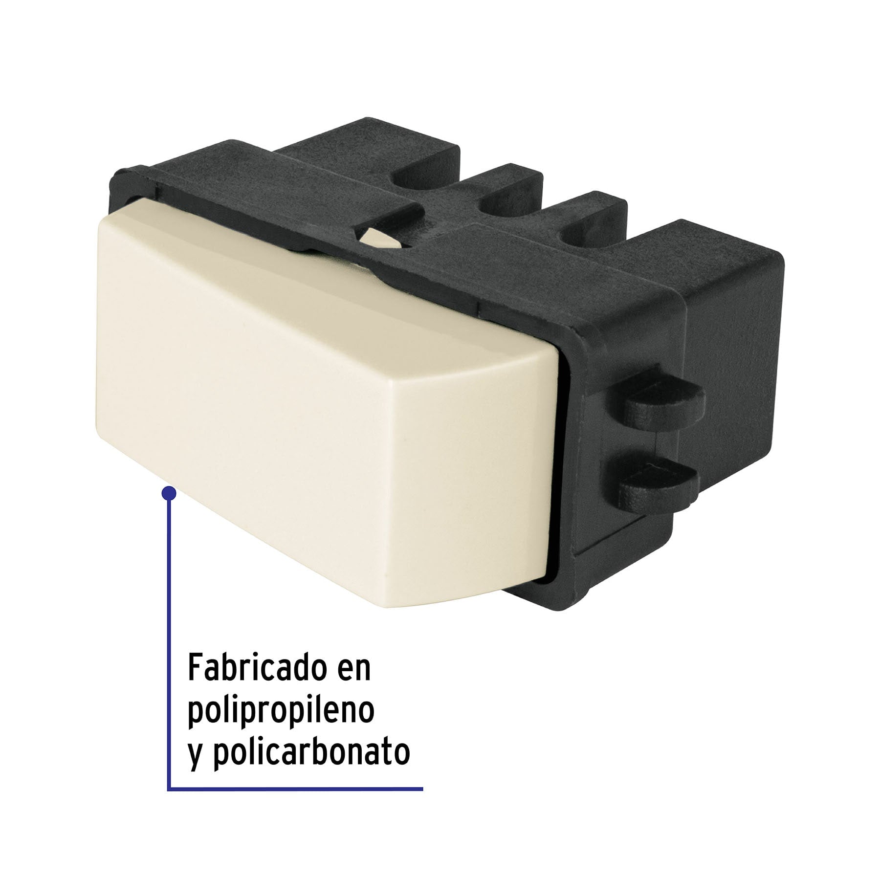 Interruptor de 3 vías, marfil, línea VOLTECK BASIC