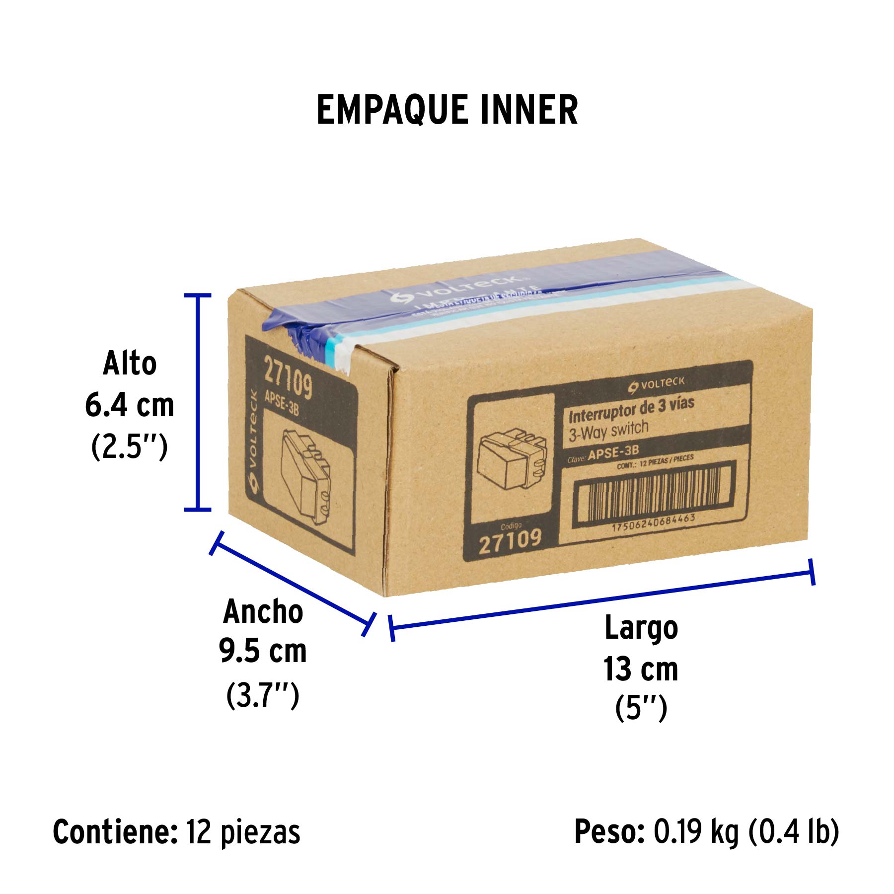 Interruptor de 3 vías, VOLTECK BASIC - Empaque