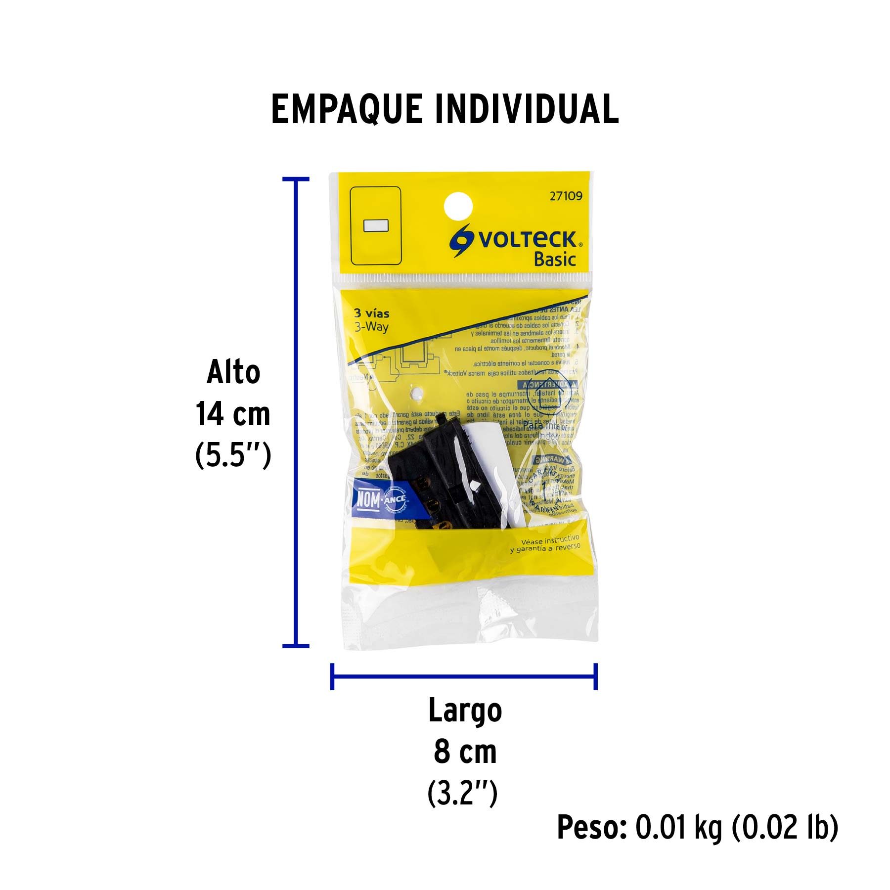 Interruptor de 3 vías, VOLTECK BASIC - Empaque