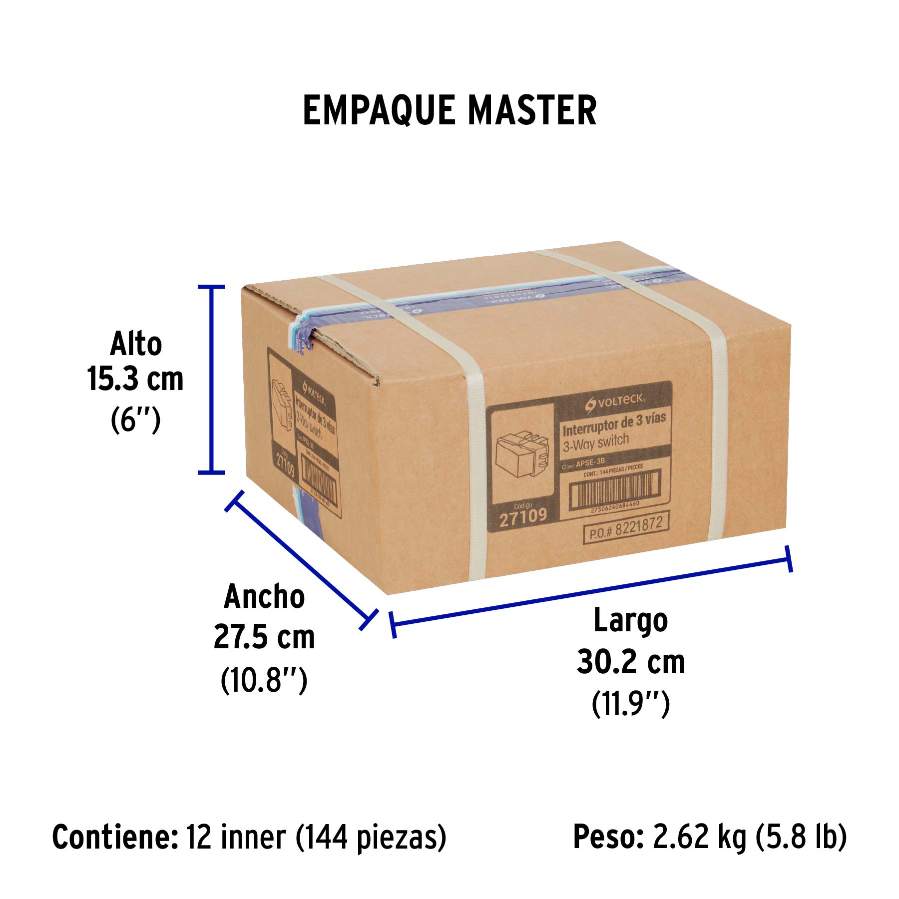 Interruptor de 3 vías, VOLTECK BASIC - Empaque