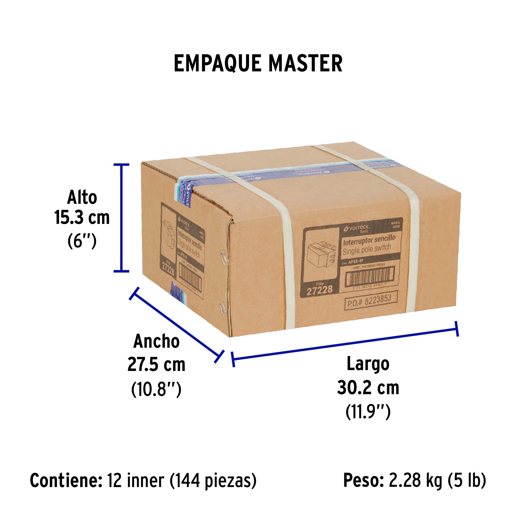 Interruptor sencillo, marfil, línea VOLTECK BASIC - Empaque