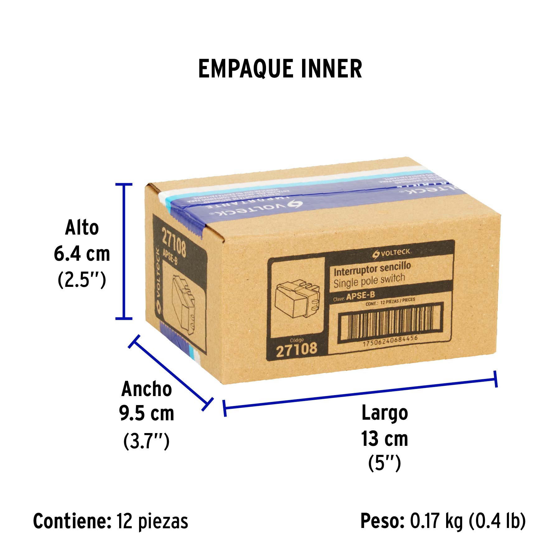 Interruptor sencillo, VOLTECK BASIC - Empaque