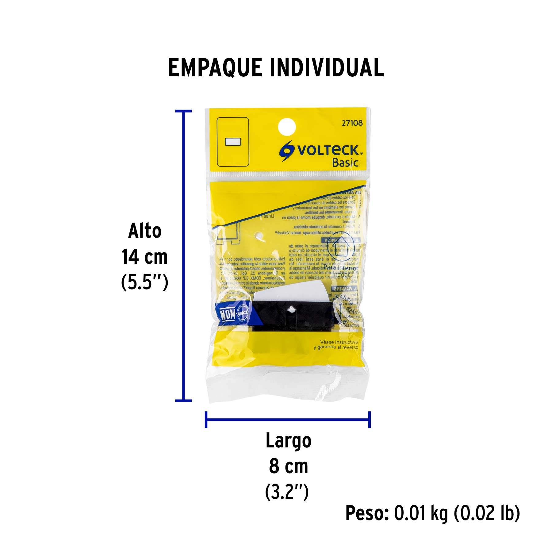 Interruptor sencillo, VOLTECK BASIC - Empaque