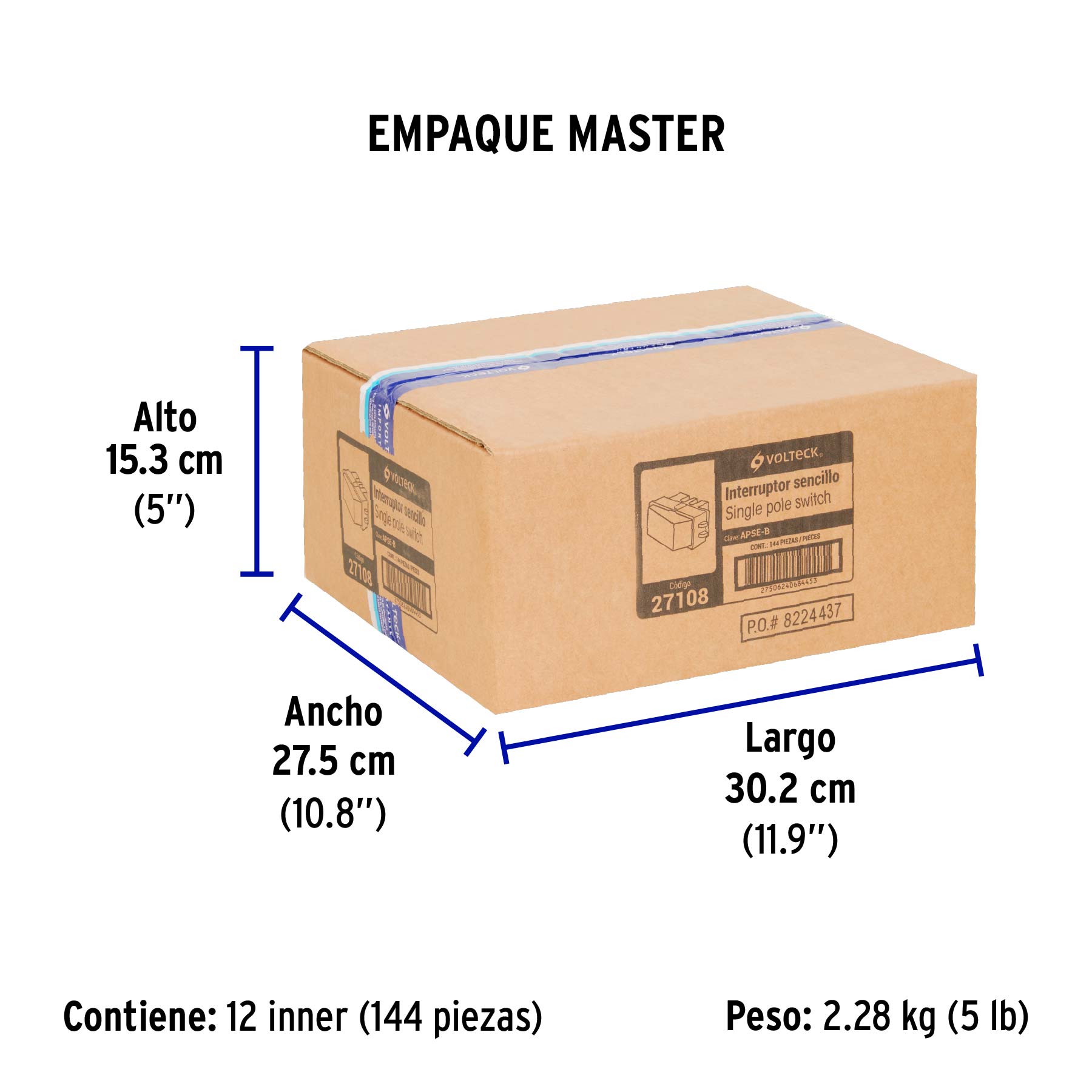 Interruptor sencillo, VOLTECK BASIC - Empaque