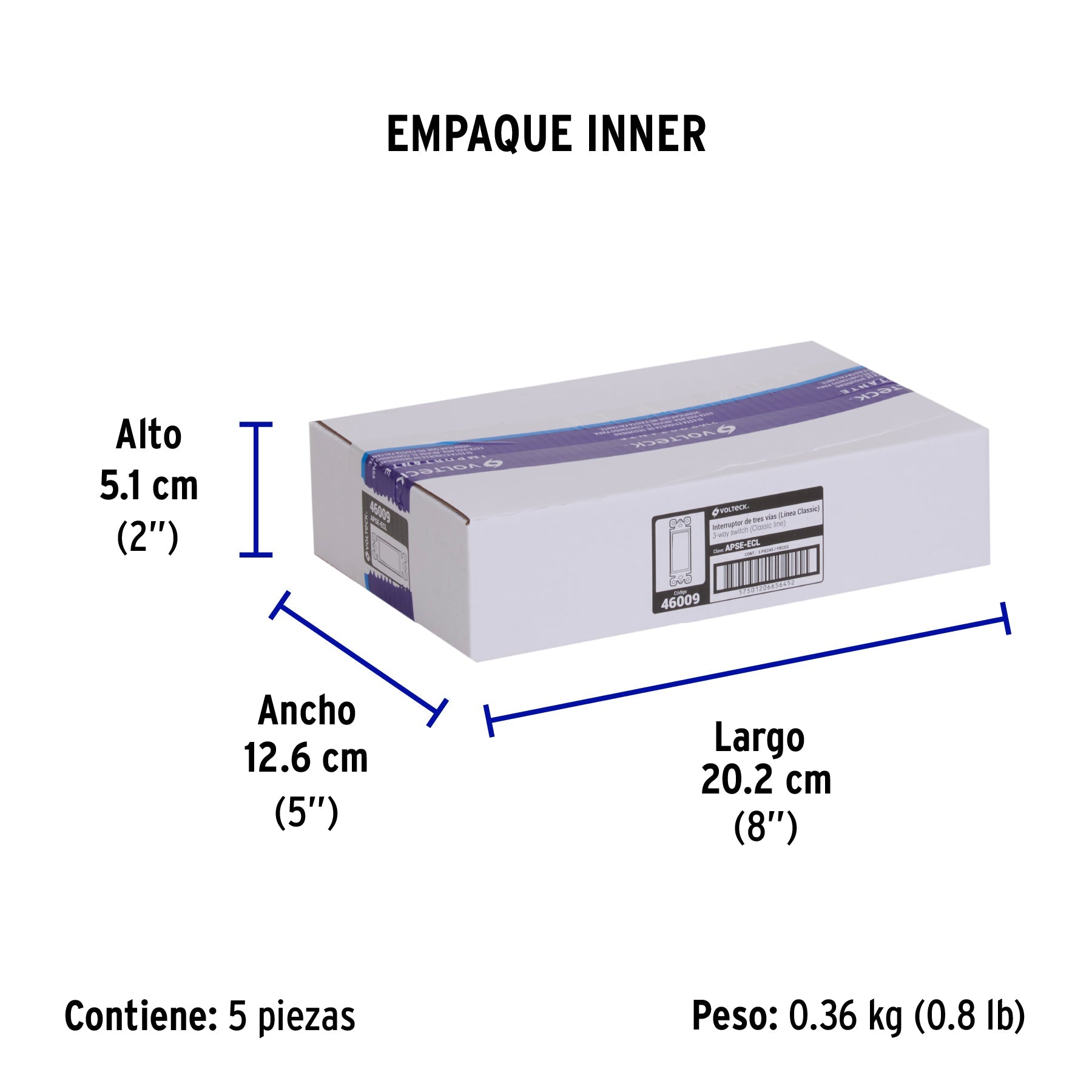 Interruptor de tres vías, línea Classic, VOLTECK - Empaque