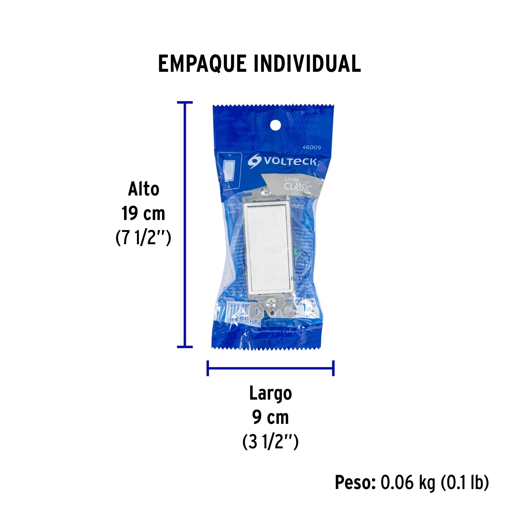 Interruptor de tres vías, línea Classic, VOLTECK - Empaque