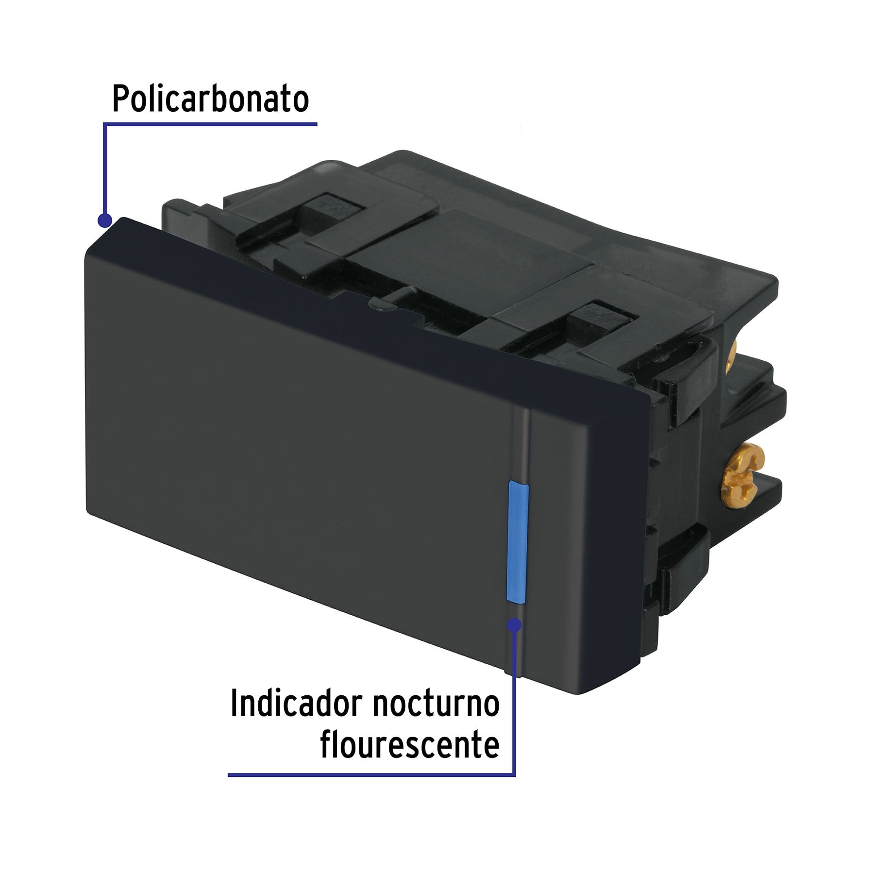 Interruptor de 3 vías, 1 módulo, Línea Española, color negro