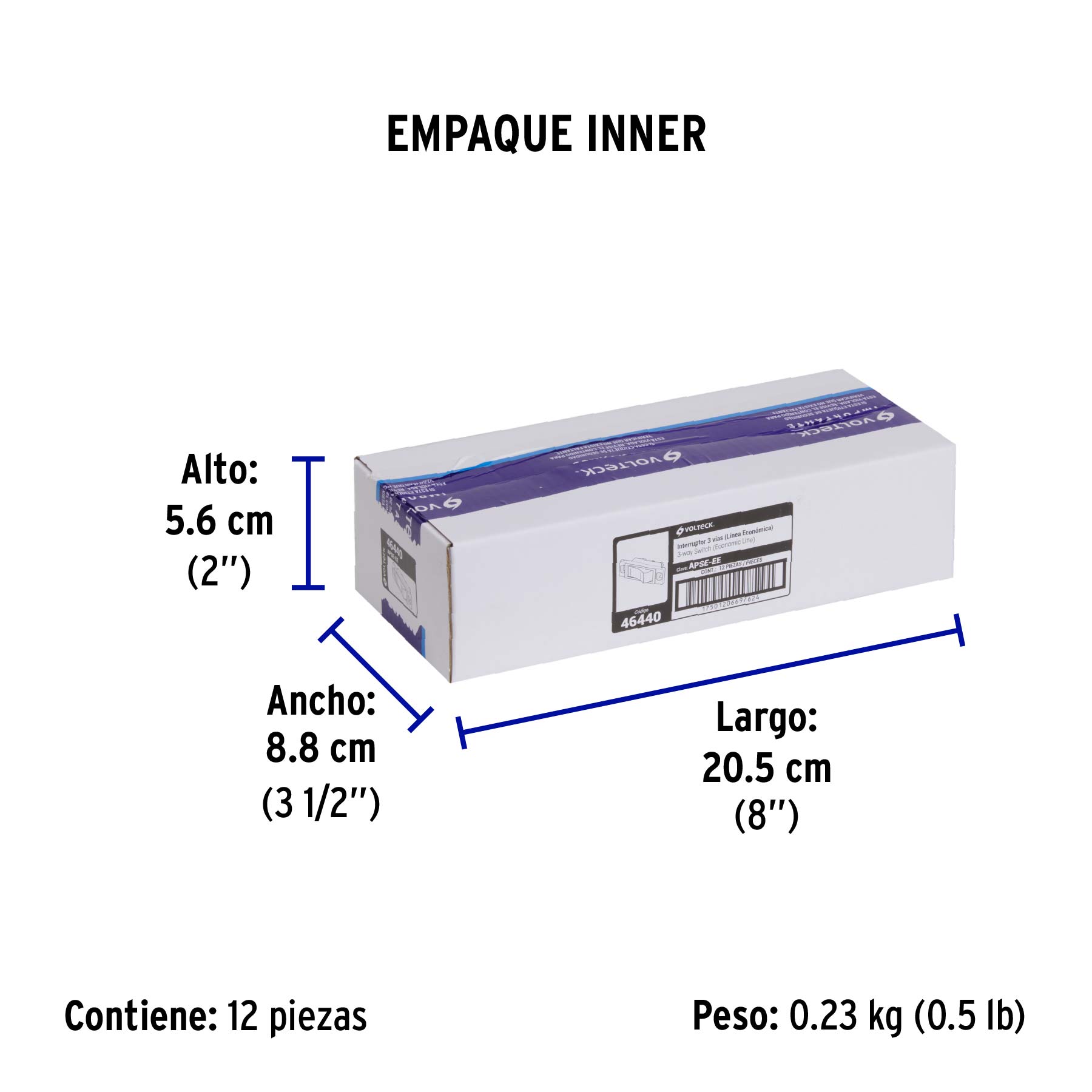 Interruptor de 3 vías, línea Económica, VOLTECK - Empaque