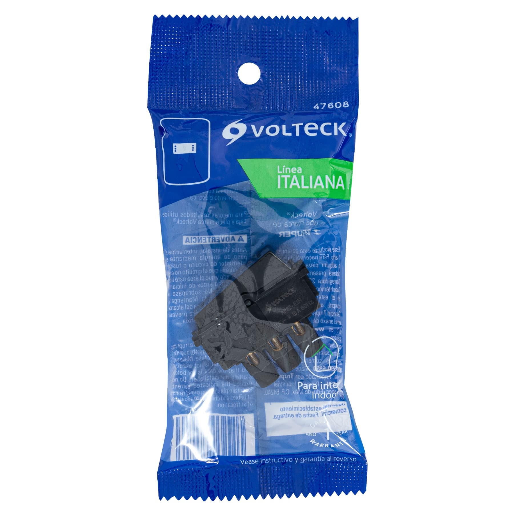Interruptor de 3 vías, línea Italiana, color negro, VOLTECK