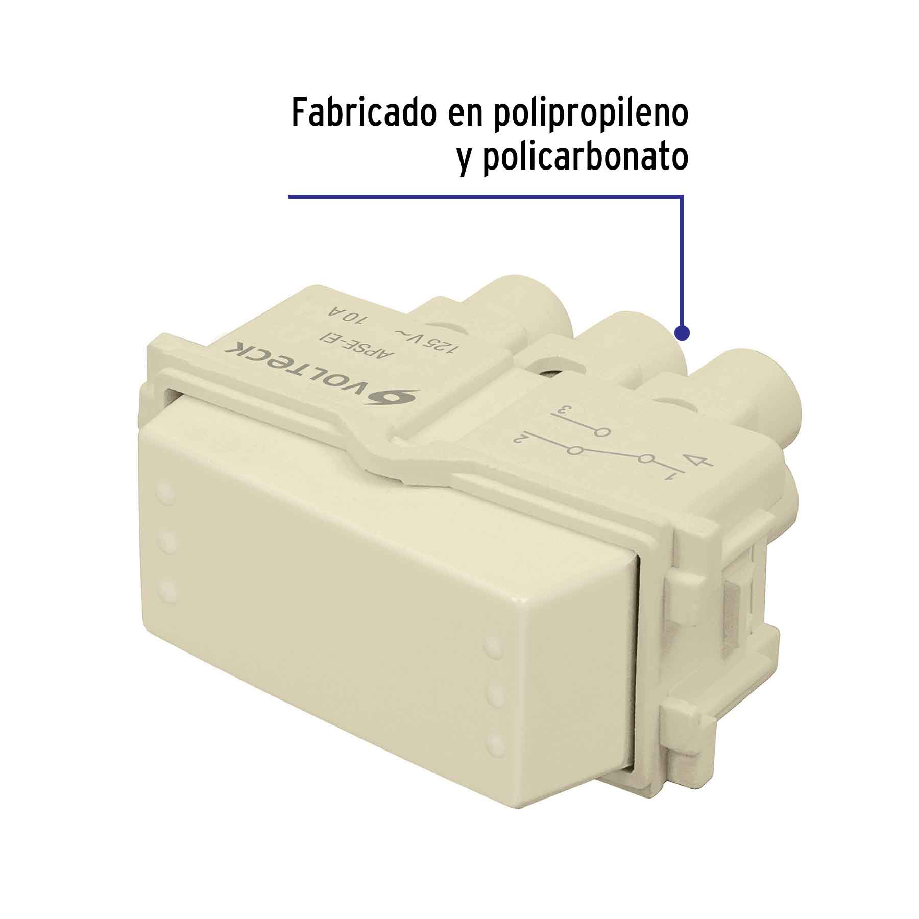 Interruptor de 3 vías, línea Italiana, color marfil, VOLTECK