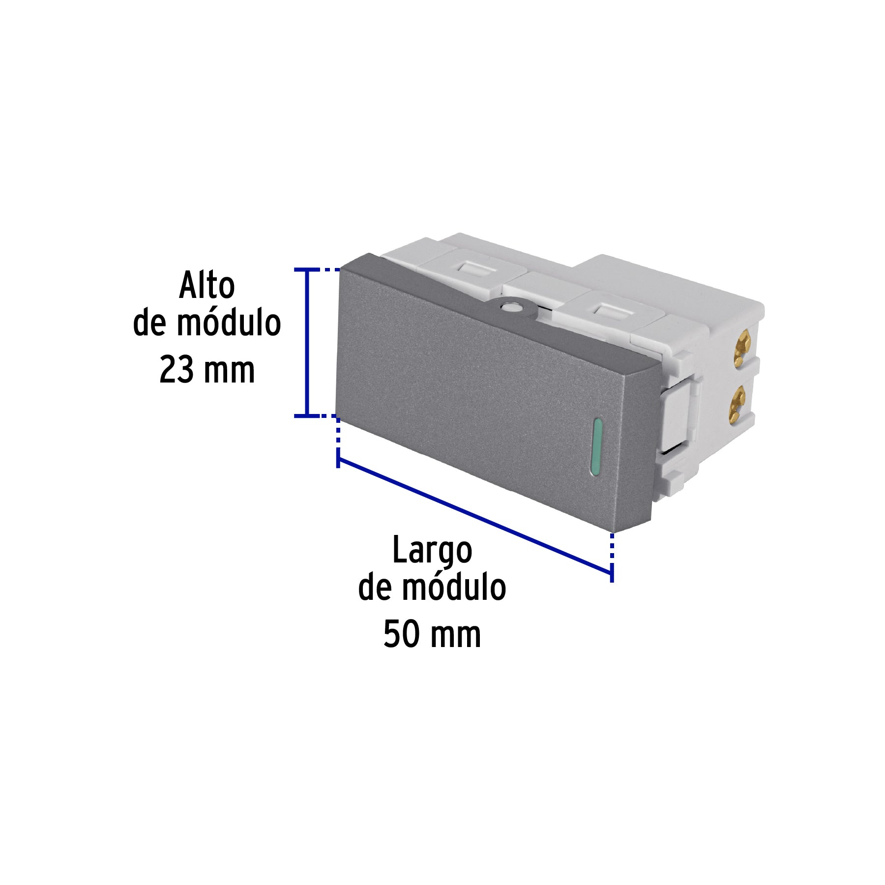 Interruptor de 3 vías acero inox de 1 módulo, línea Lisboa
