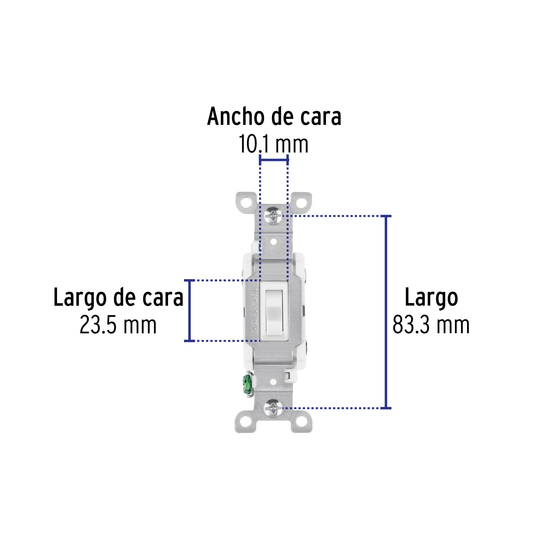 Interruptor vertical de palanca, 3 vías, Standard, blanco