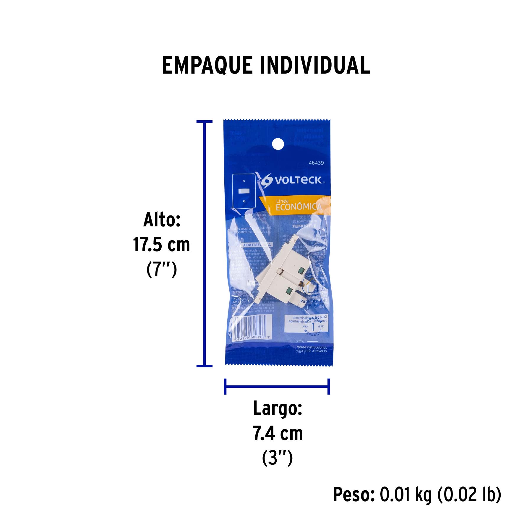 Interruptor sencillo, línea Económica, VOLTECK - Empaque