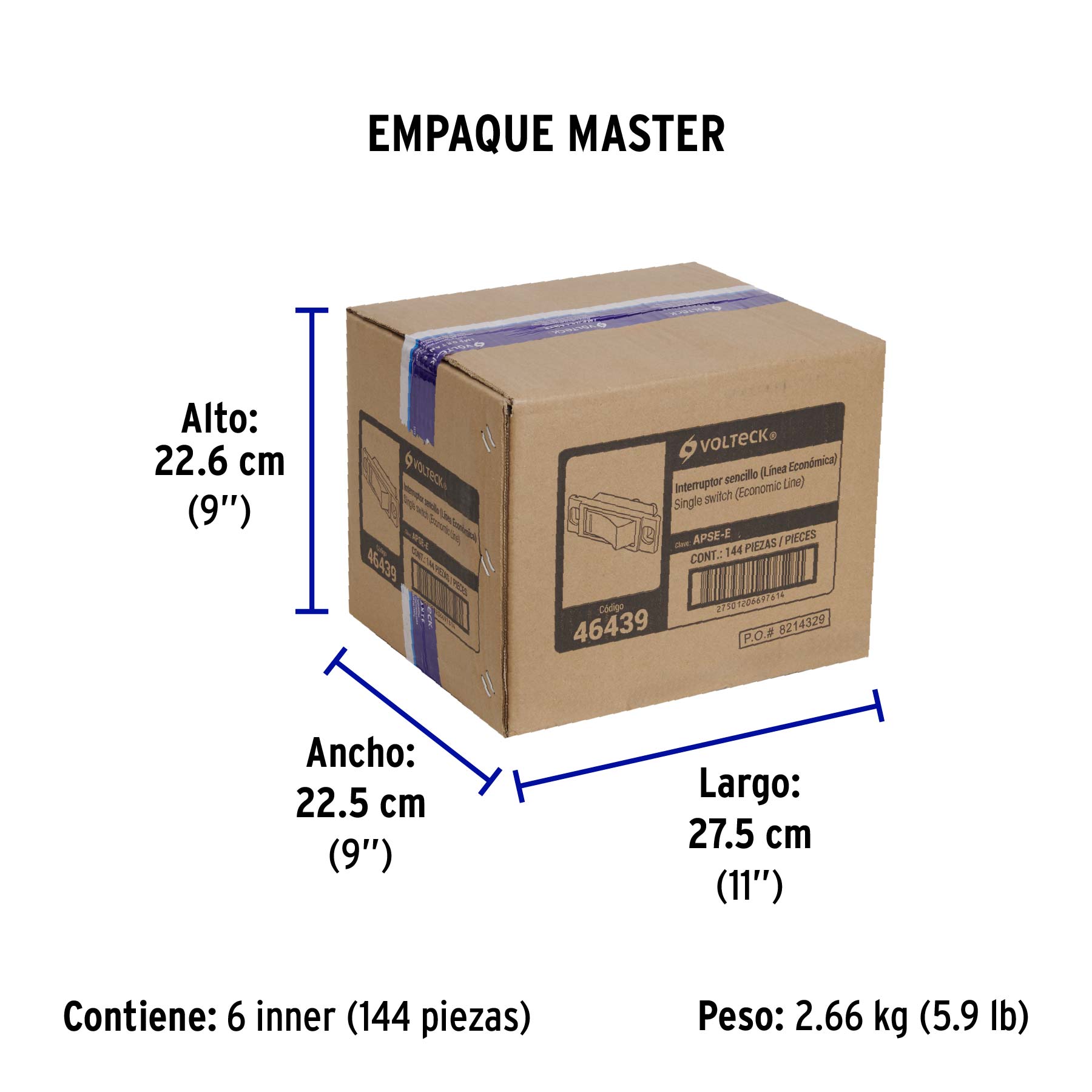 Interruptor sencillo, línea Económica, VOLTECK - Empaque