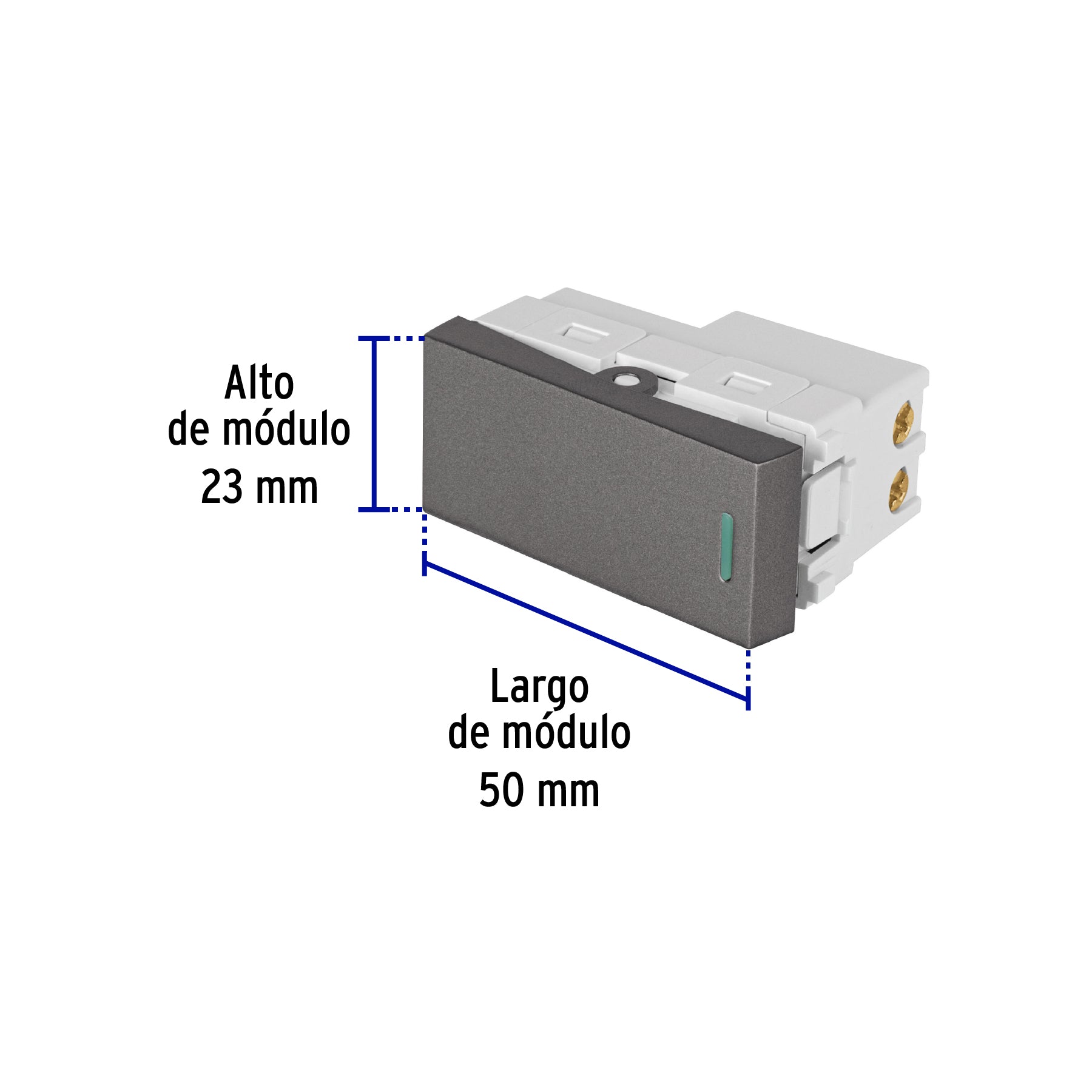 Interruptor sencillo acero inox de 1 módulo, línea Lisboa
