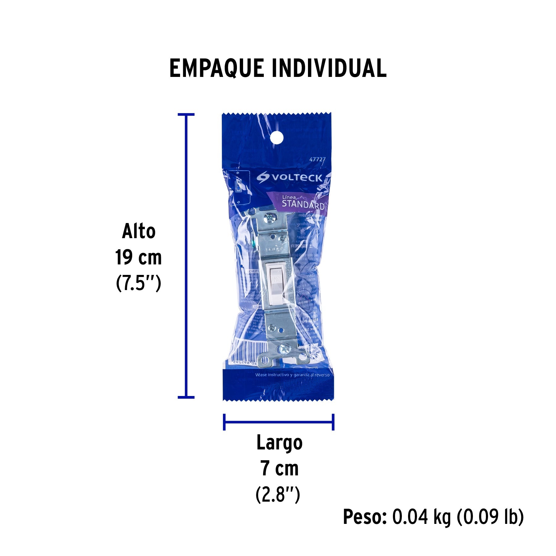 Interruptor vertical de palanca, Standard, blanco, VOLTECK - Empaque