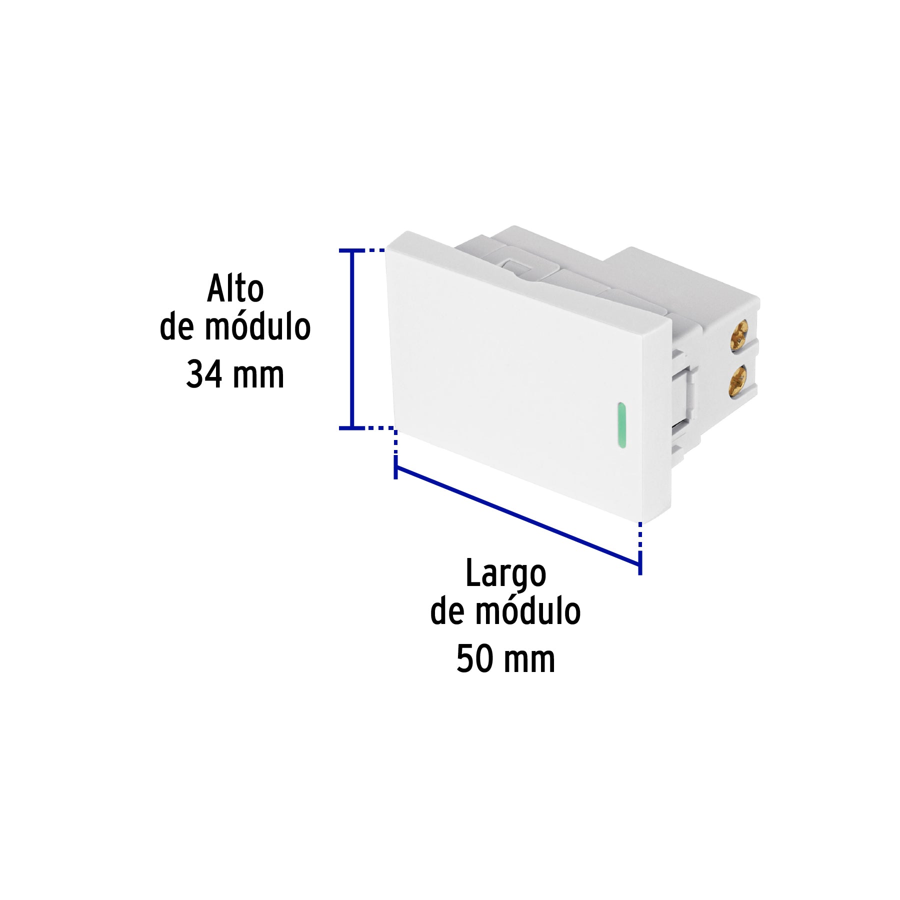 Interruptor de 3 vías blanco de 1.5 módulos, línea Lisboa