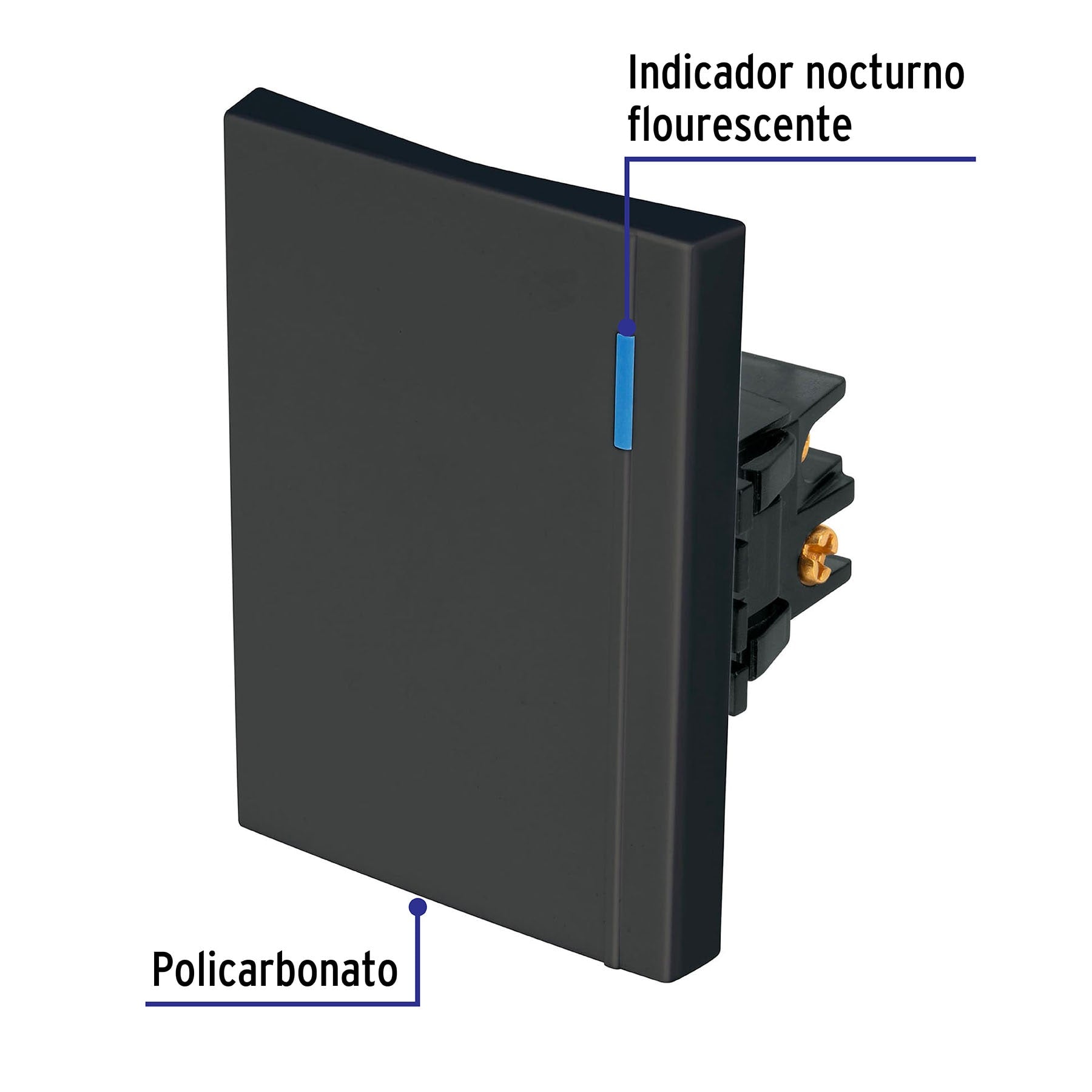 Interruptor de 3 vías, 3 módulos, línea Española, negro