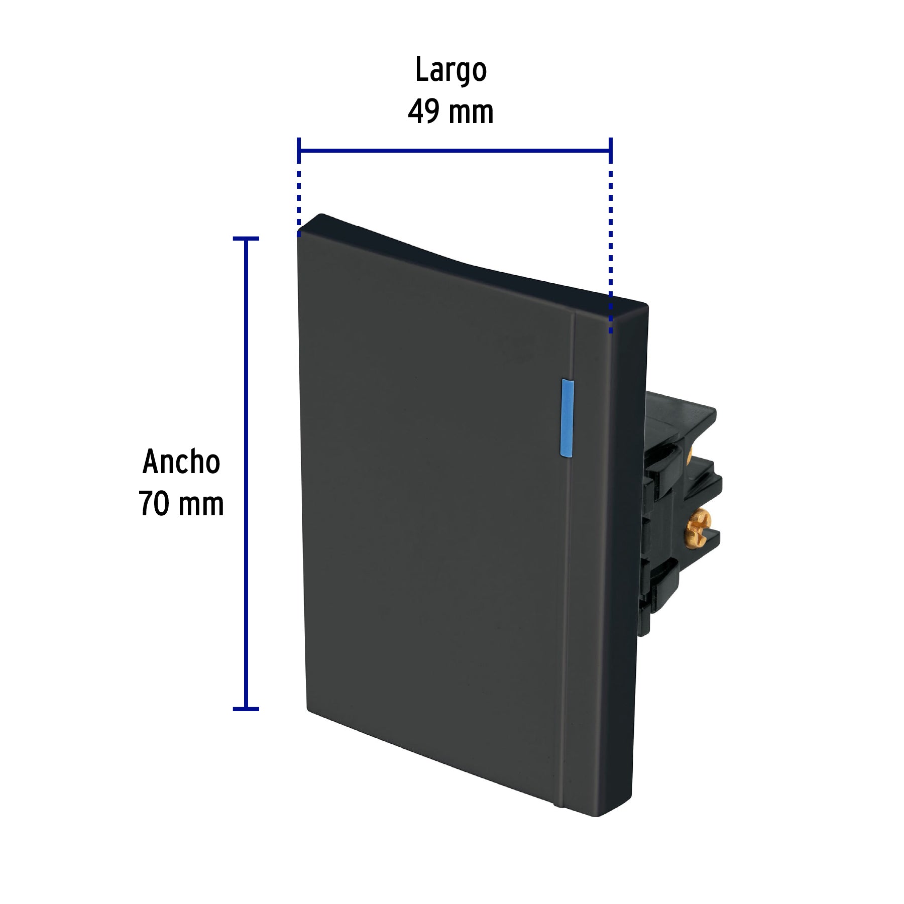 Interruptor de 3 vías, 3 módulos, línea Española, negro