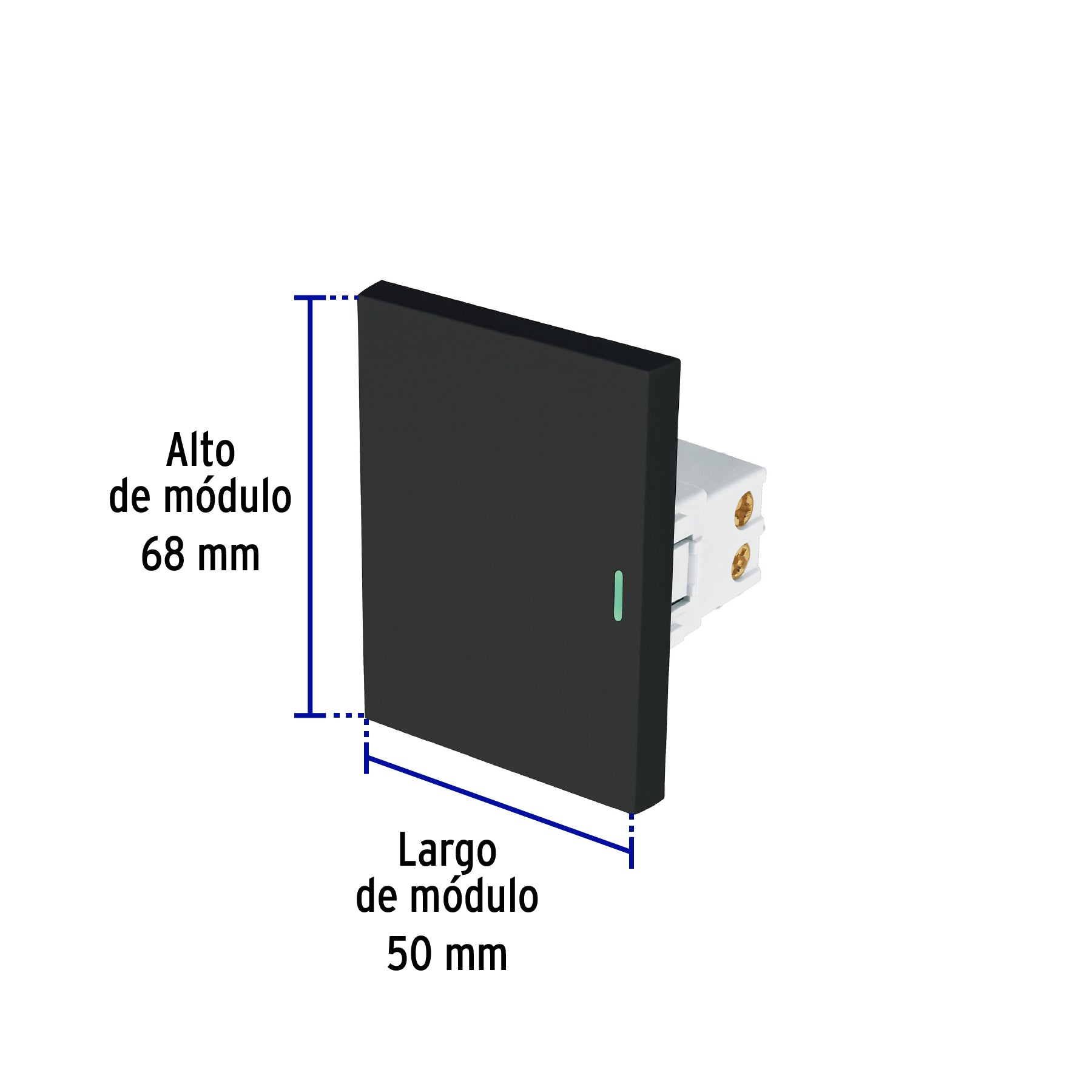 Interruptor de 3 vías negro de 3 módulos, línea Lisboa