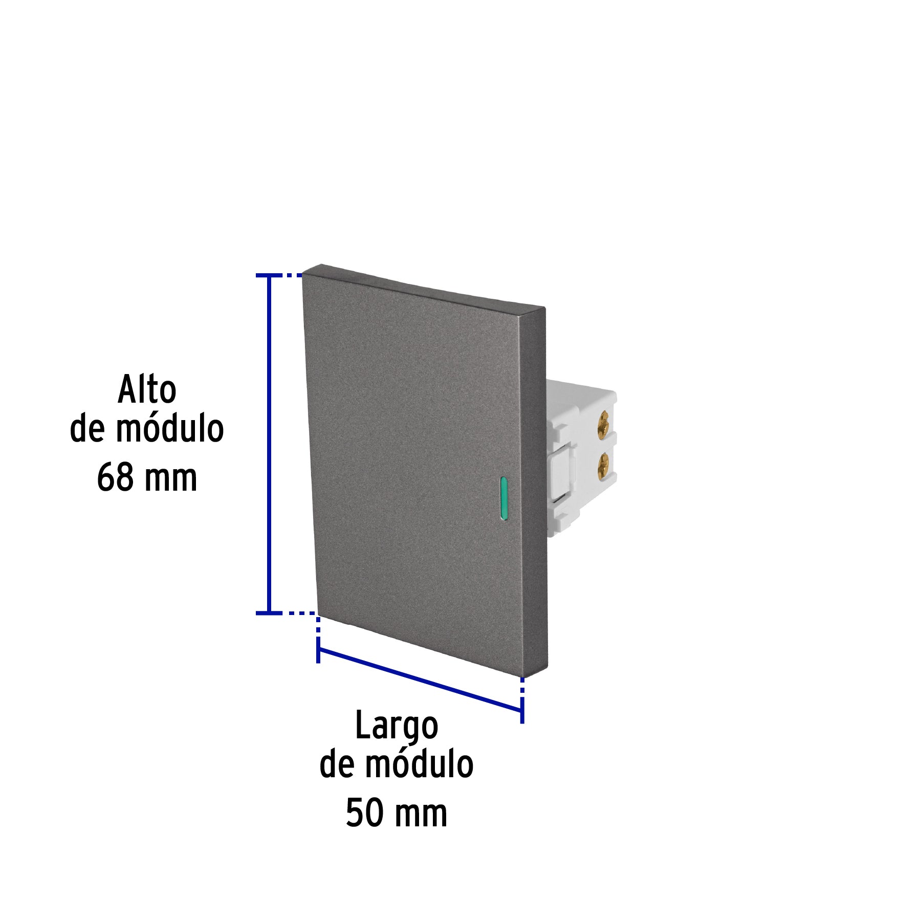 Interruptor sencillo acero inox de 3 módulos, línea Lisboa