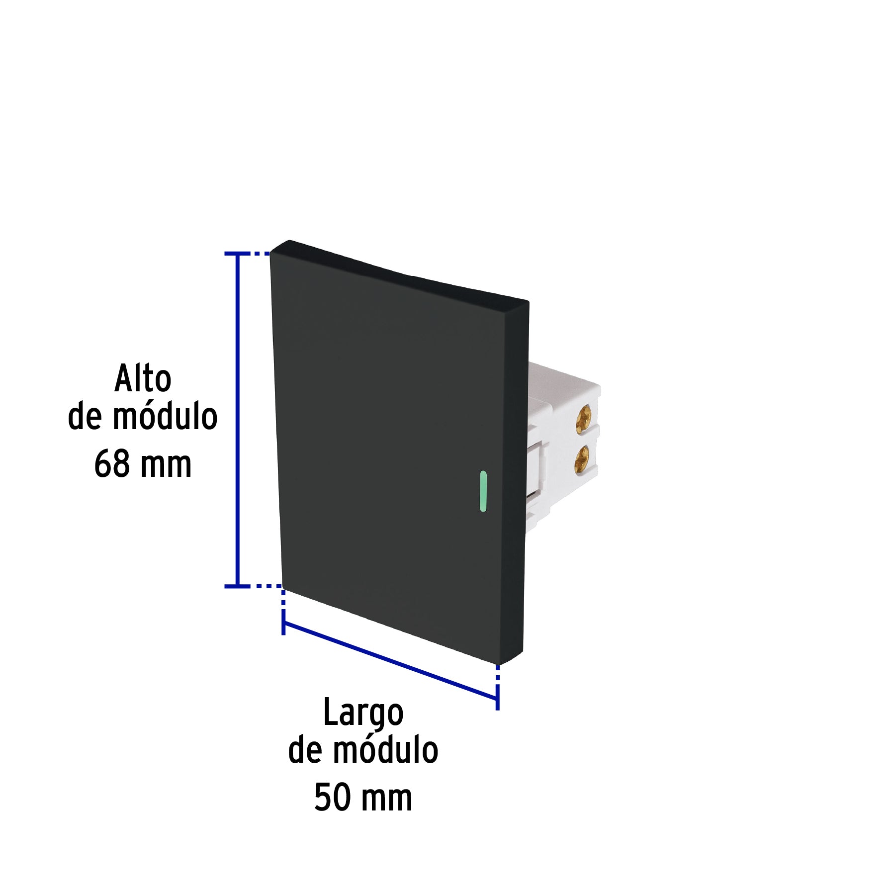 Interruptor sencillo negro de 3 módulos, línea Lisboa