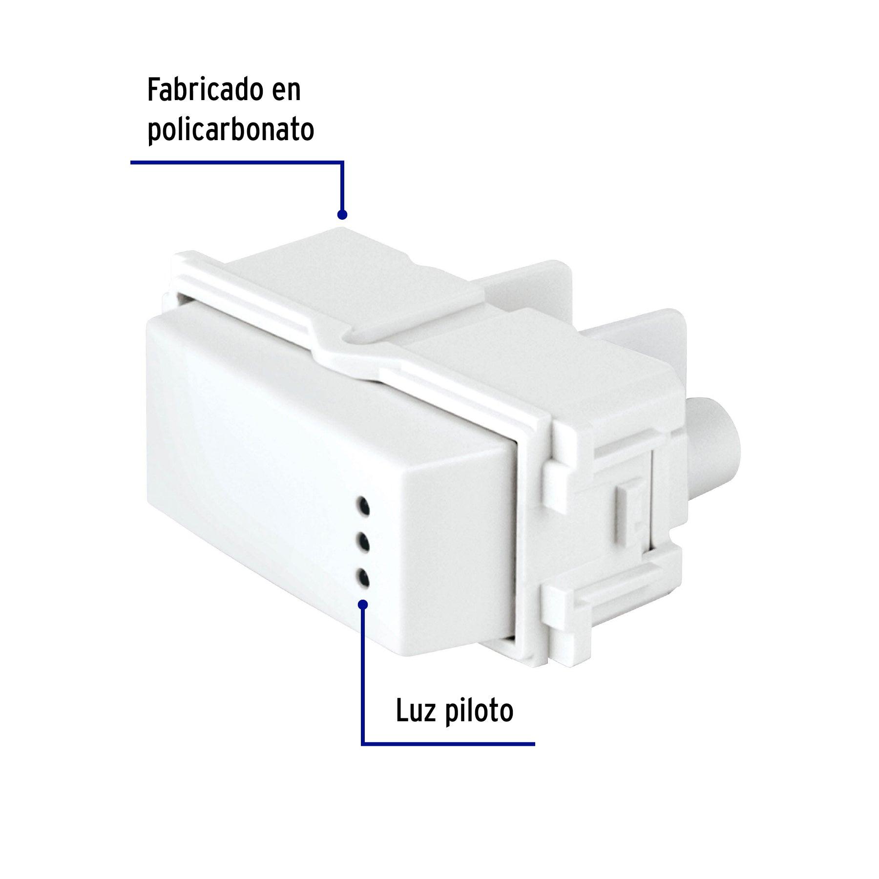 Interruptor de 3 vías con luz piloto, línea Italiana, blanco