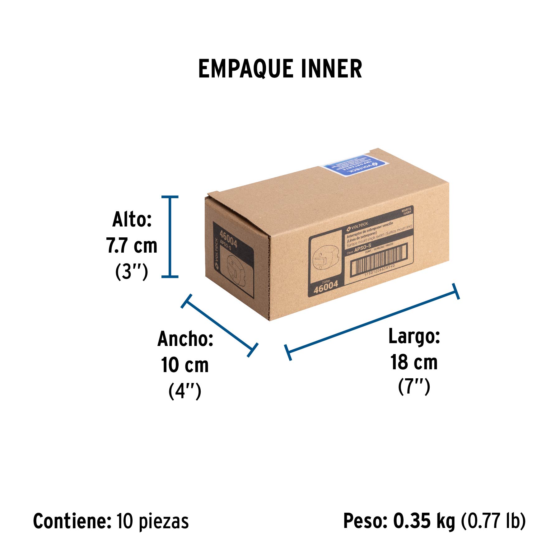 Interruptor de sobreponer sencillo, VOLTECK - Empaque