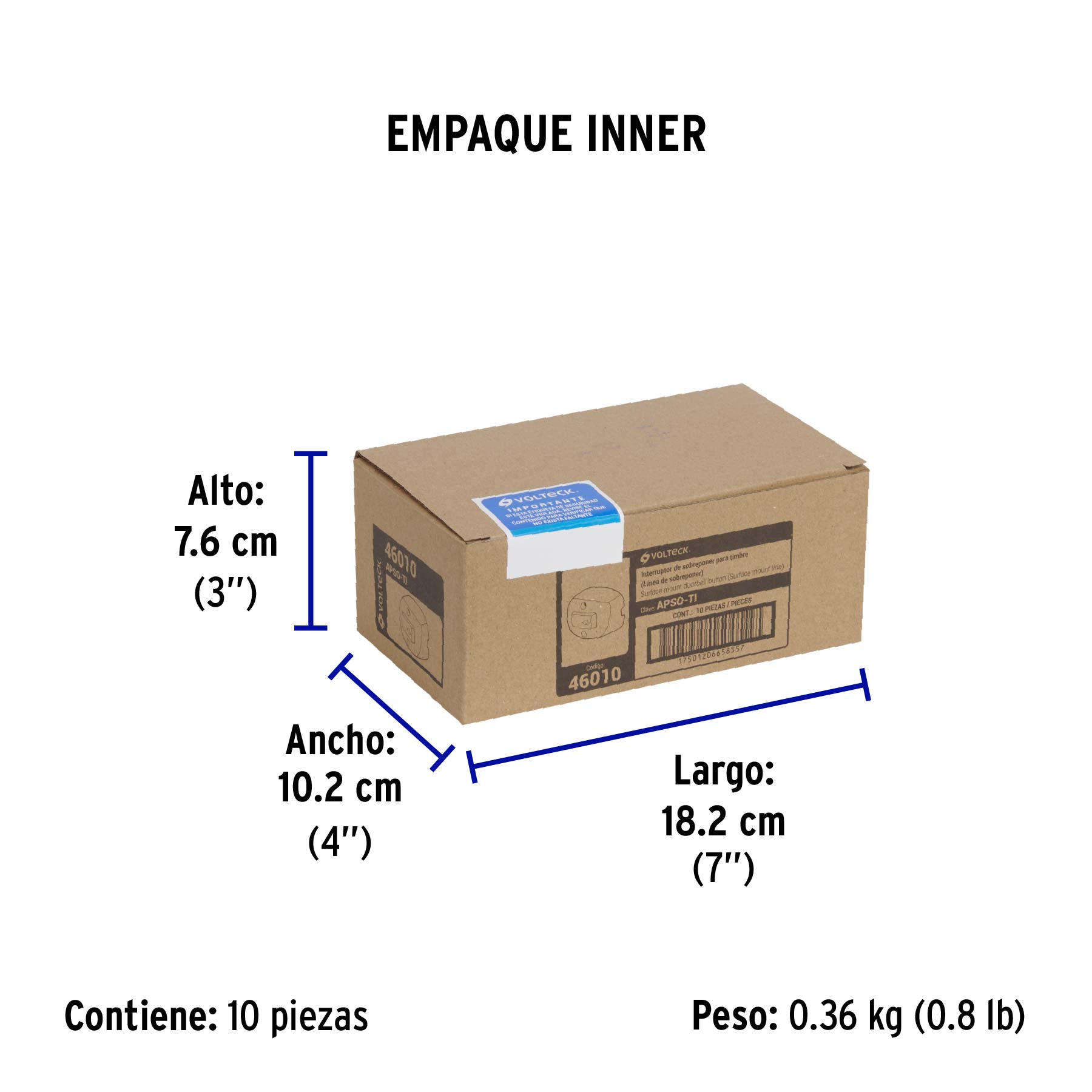 Interruptor de sobreponer para timbre, VOLTECK - Empaque