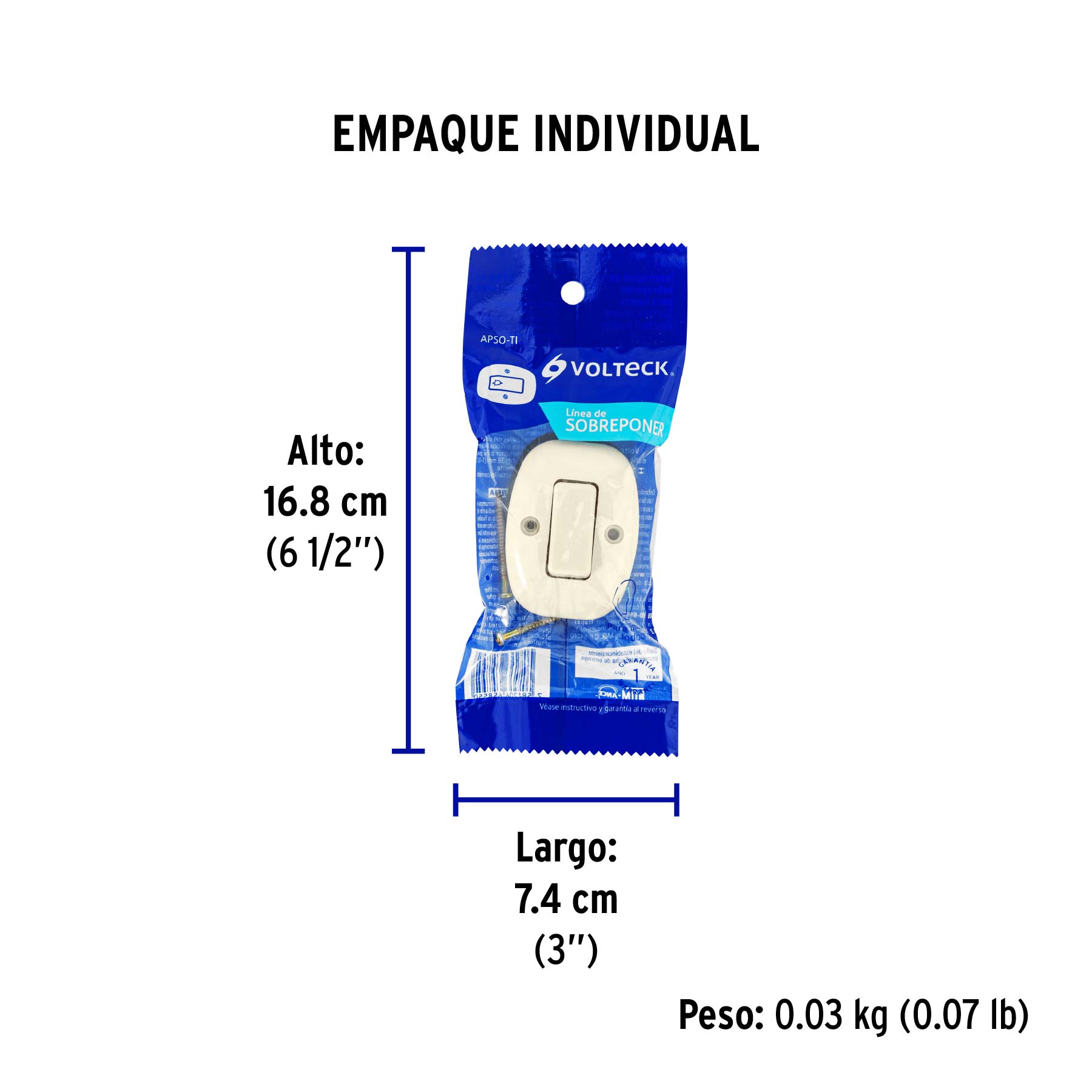 Interruptor de sobreponer para timbre, VOLTECK - Empaque