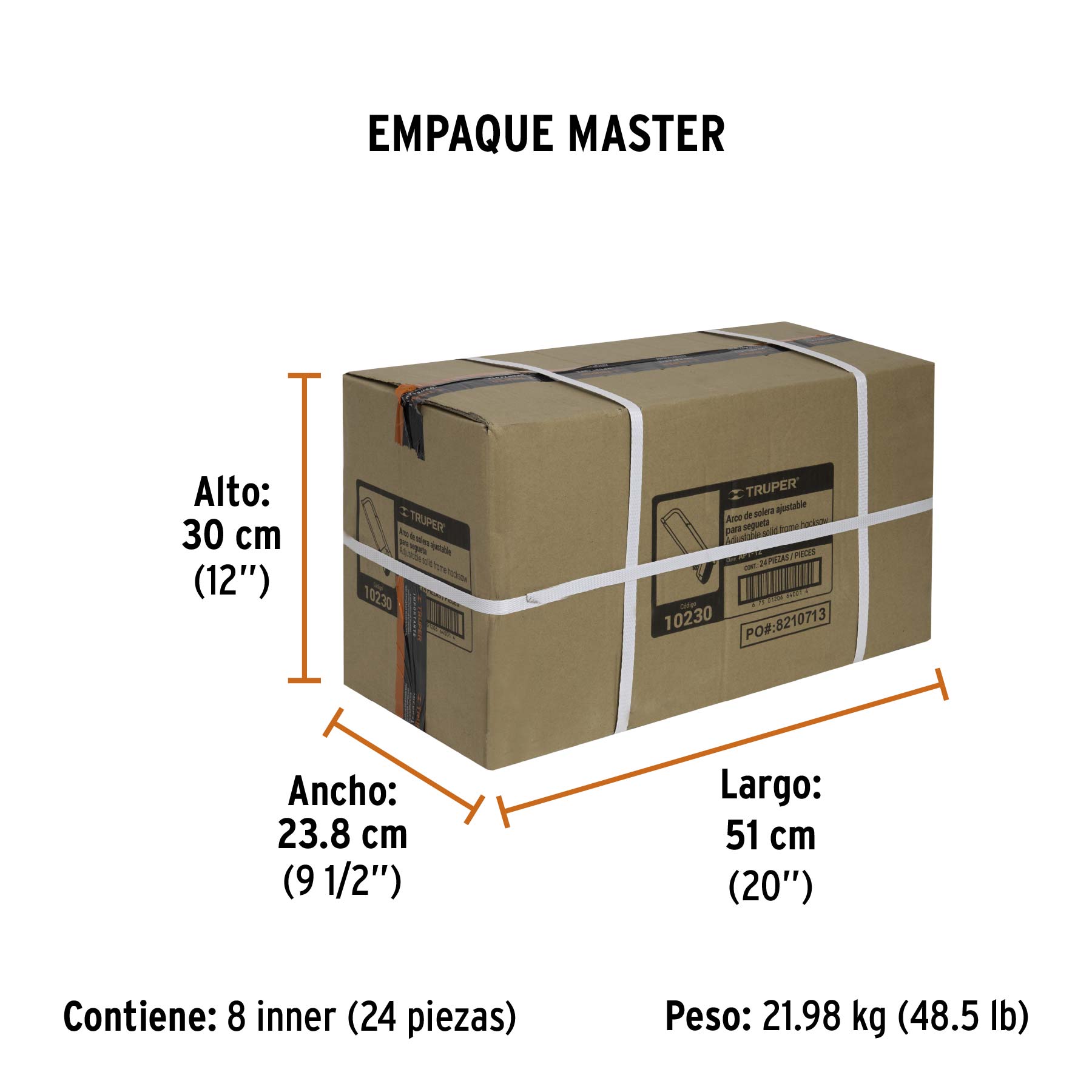 Arco 12" profesional ajustable de solera para segueta - Empaque