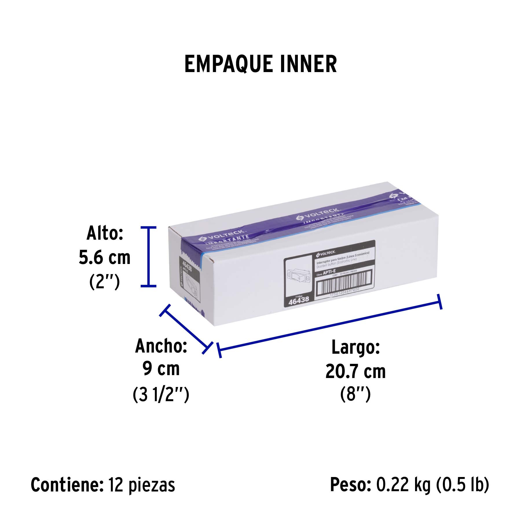 Interruptor para timbre, línea Económica, VOLTECK - Empaque