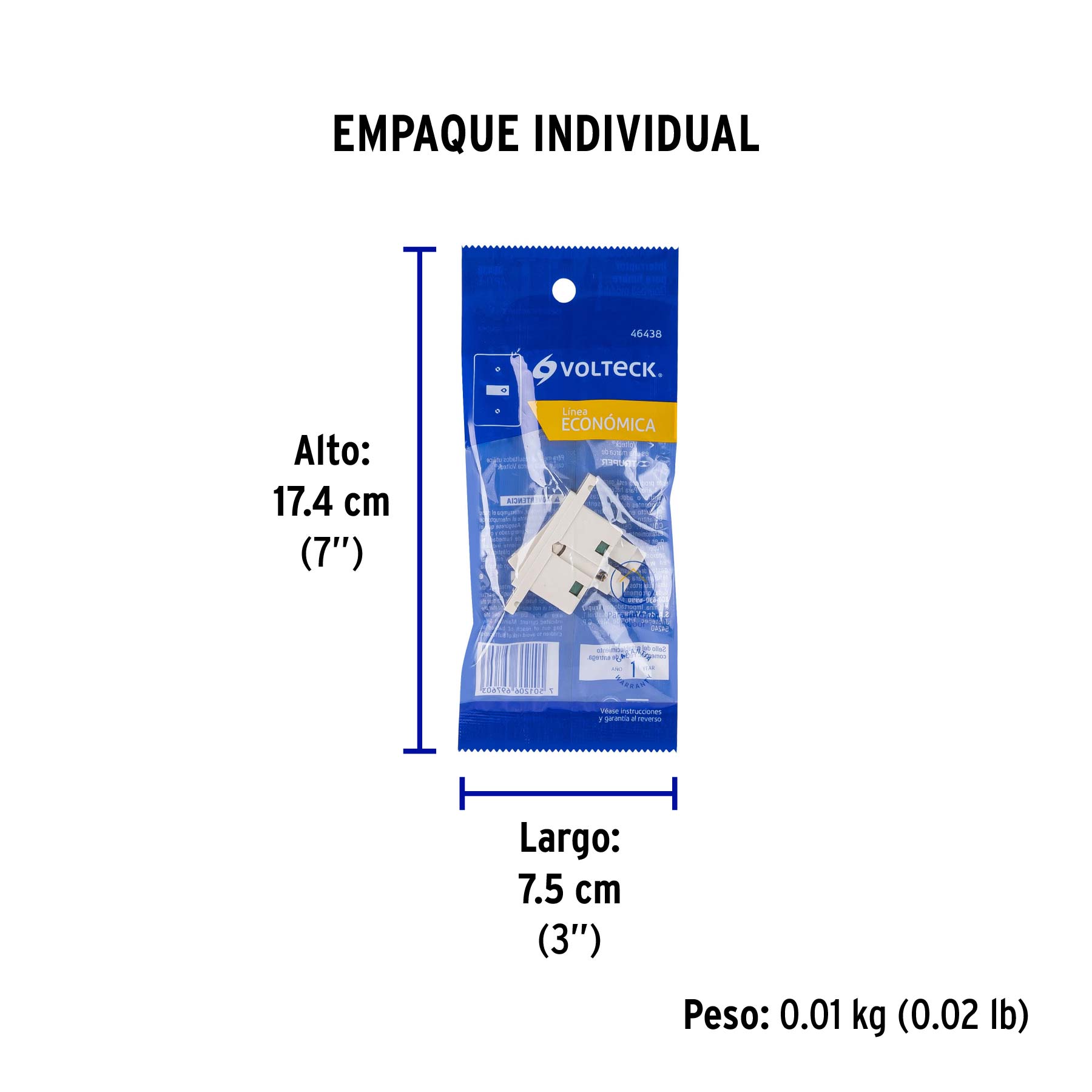 Interruptor para timbre, línea Económica, VOLTECK - Empaque