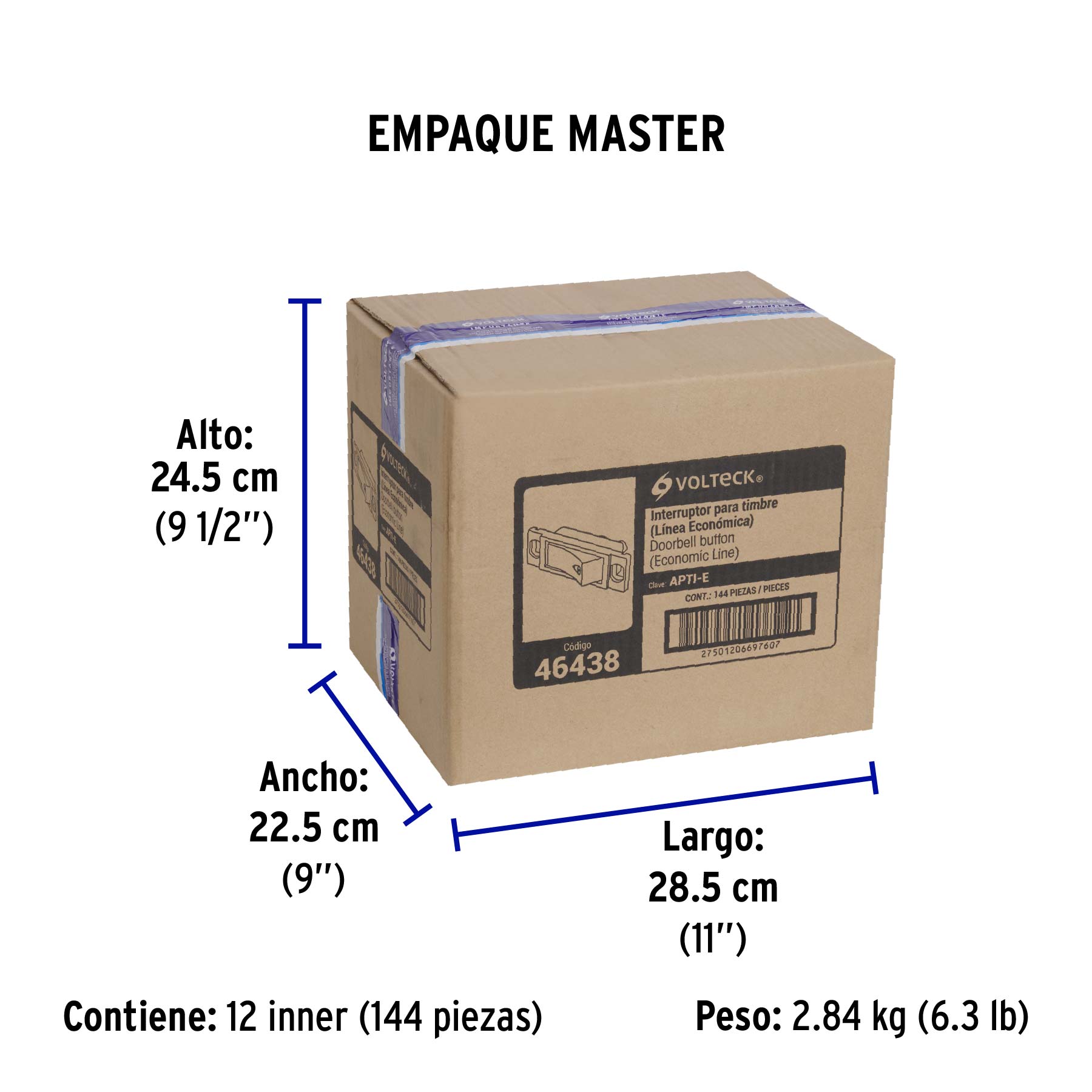 Interruptor para timbre, línea Económica, VOLTECK - Empaque