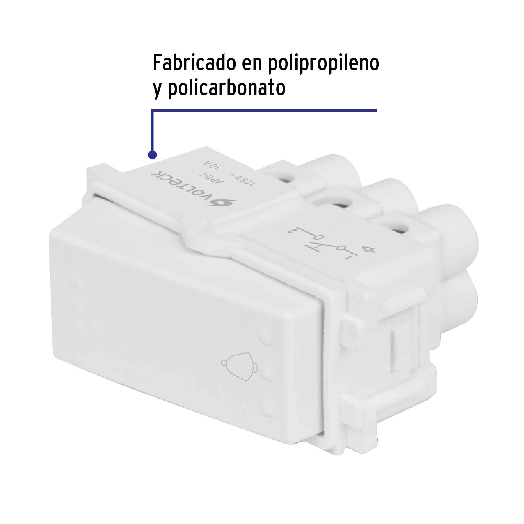 Interruptor para timbre, línea Italiana, color blanco