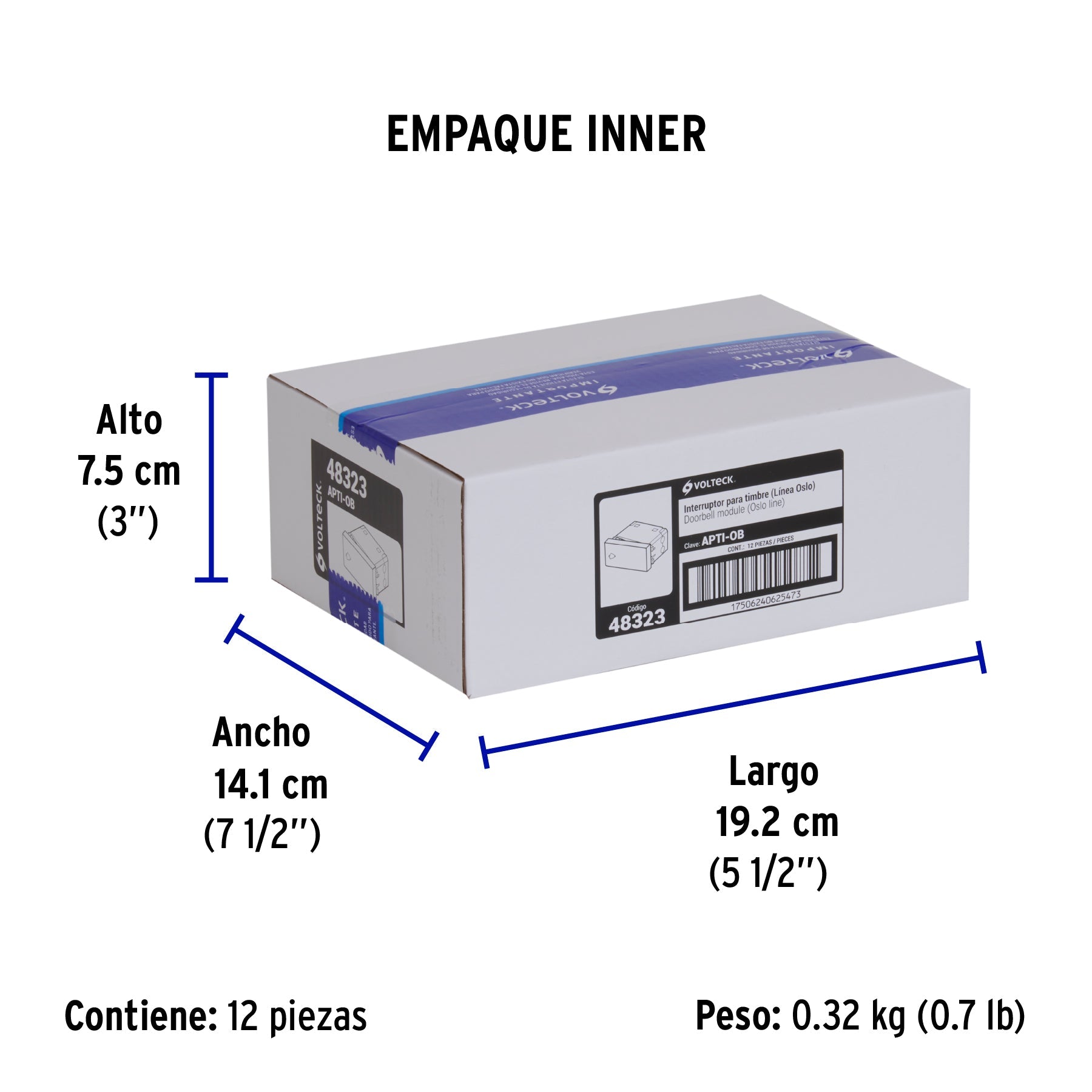 Interruptor para timbre, línea Oslo, color blanco, VOLTECK - Empaque