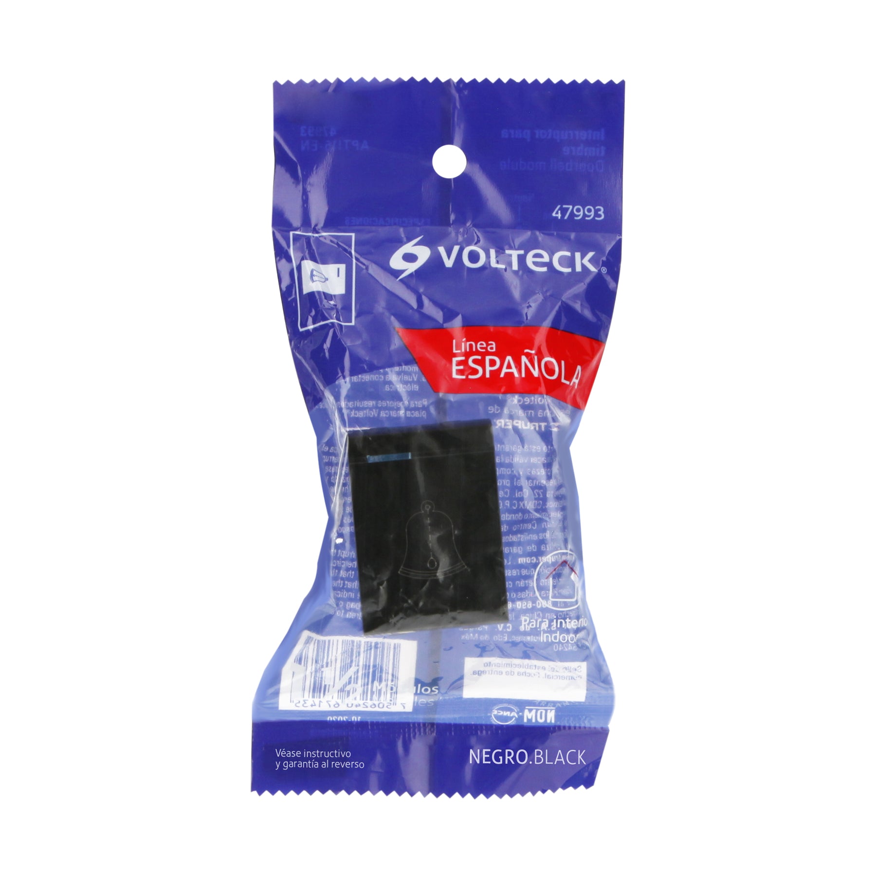 Interruptor para timbre, 1.5 módulos, línea Española, negro