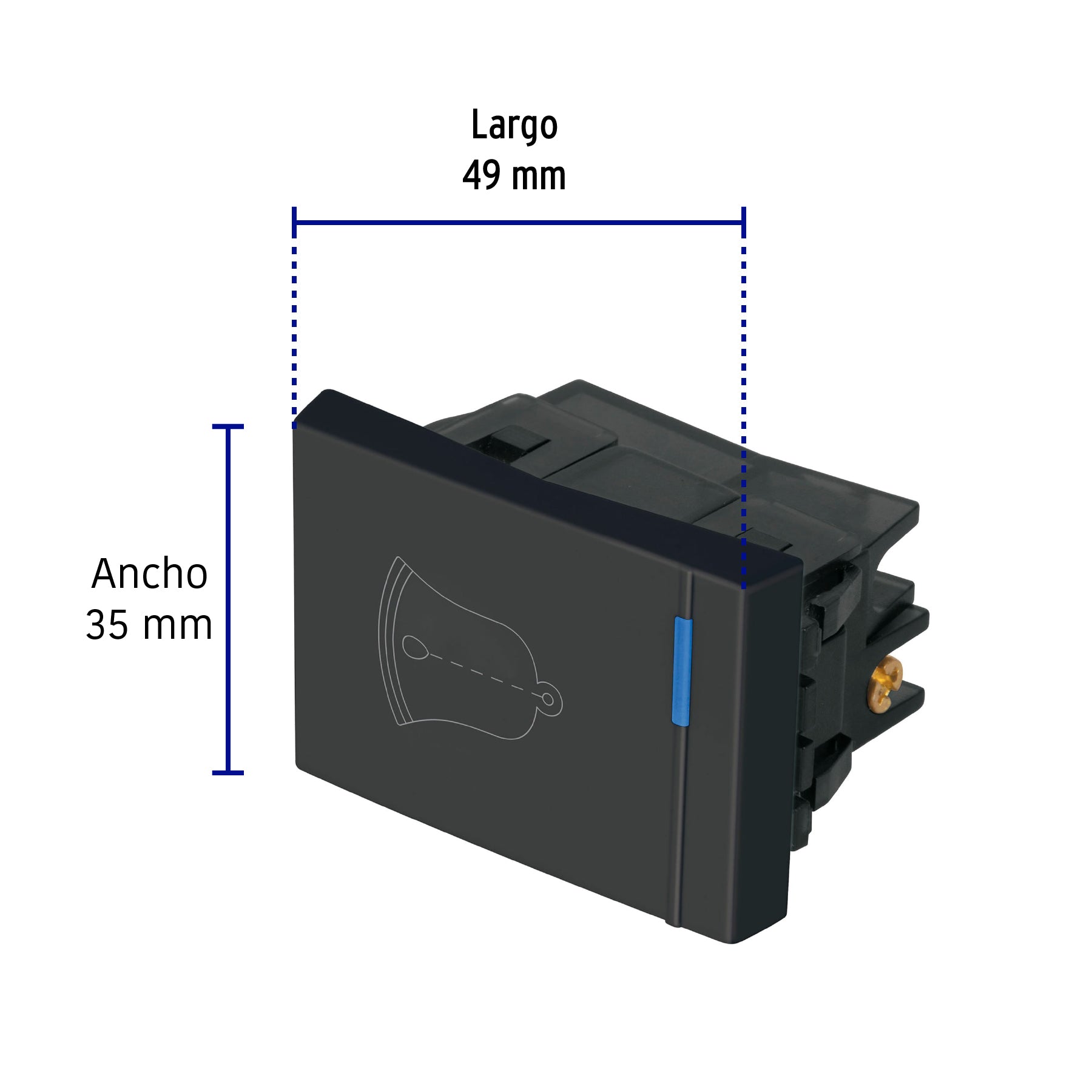 Interruptor para timbre, 1.5 módulos, línea Española, negro