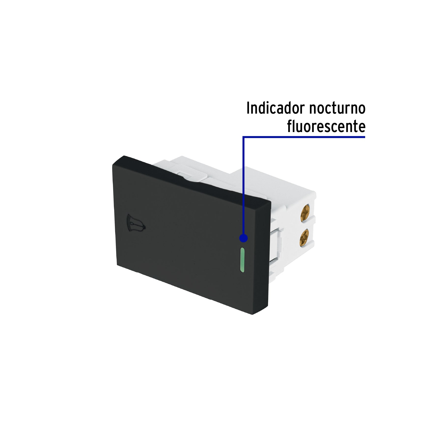 Interruptor para timbre negro de 1.5 módulos, línea Lisboa