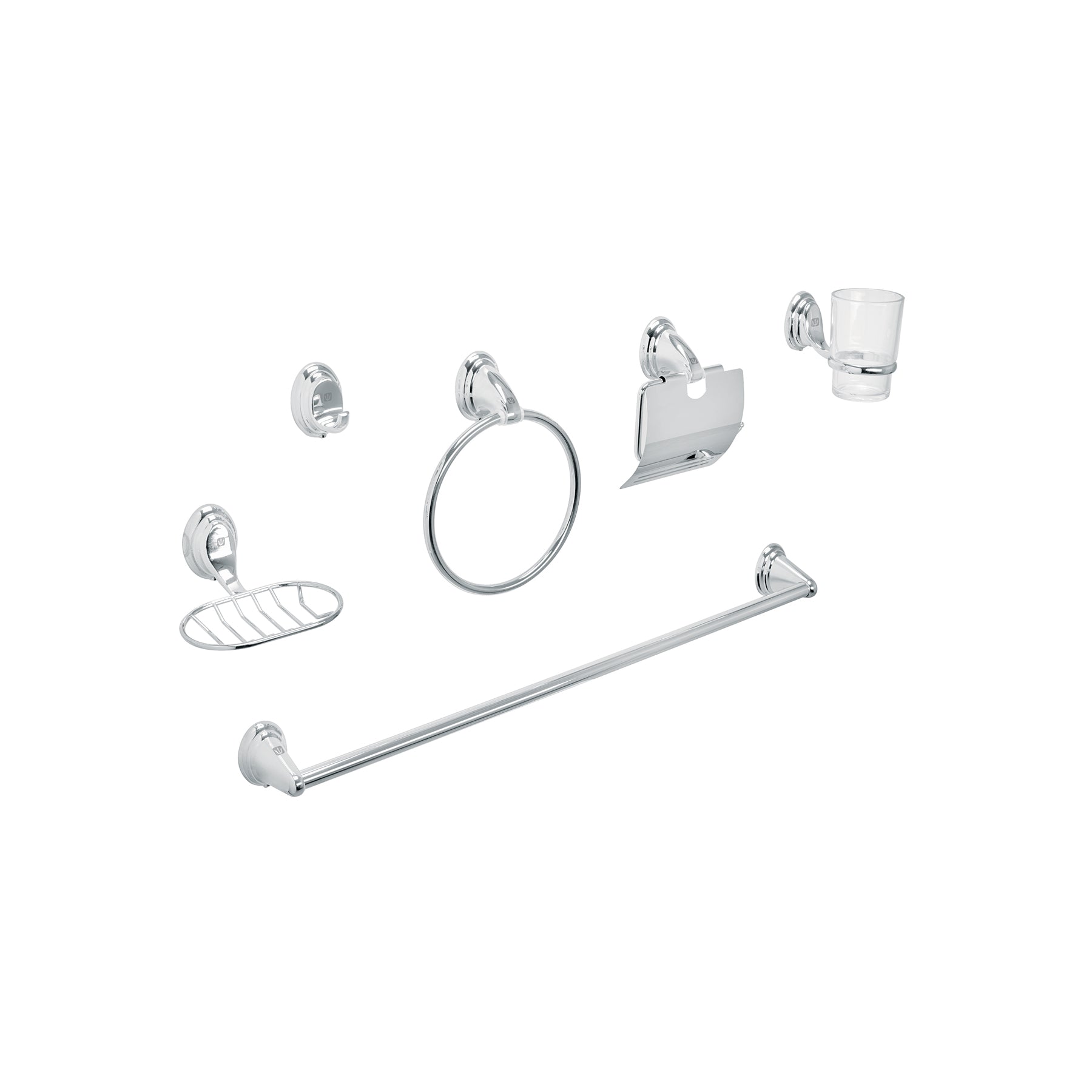 Juego de 6 accesorios para baño, cromo, FOSET AQUA