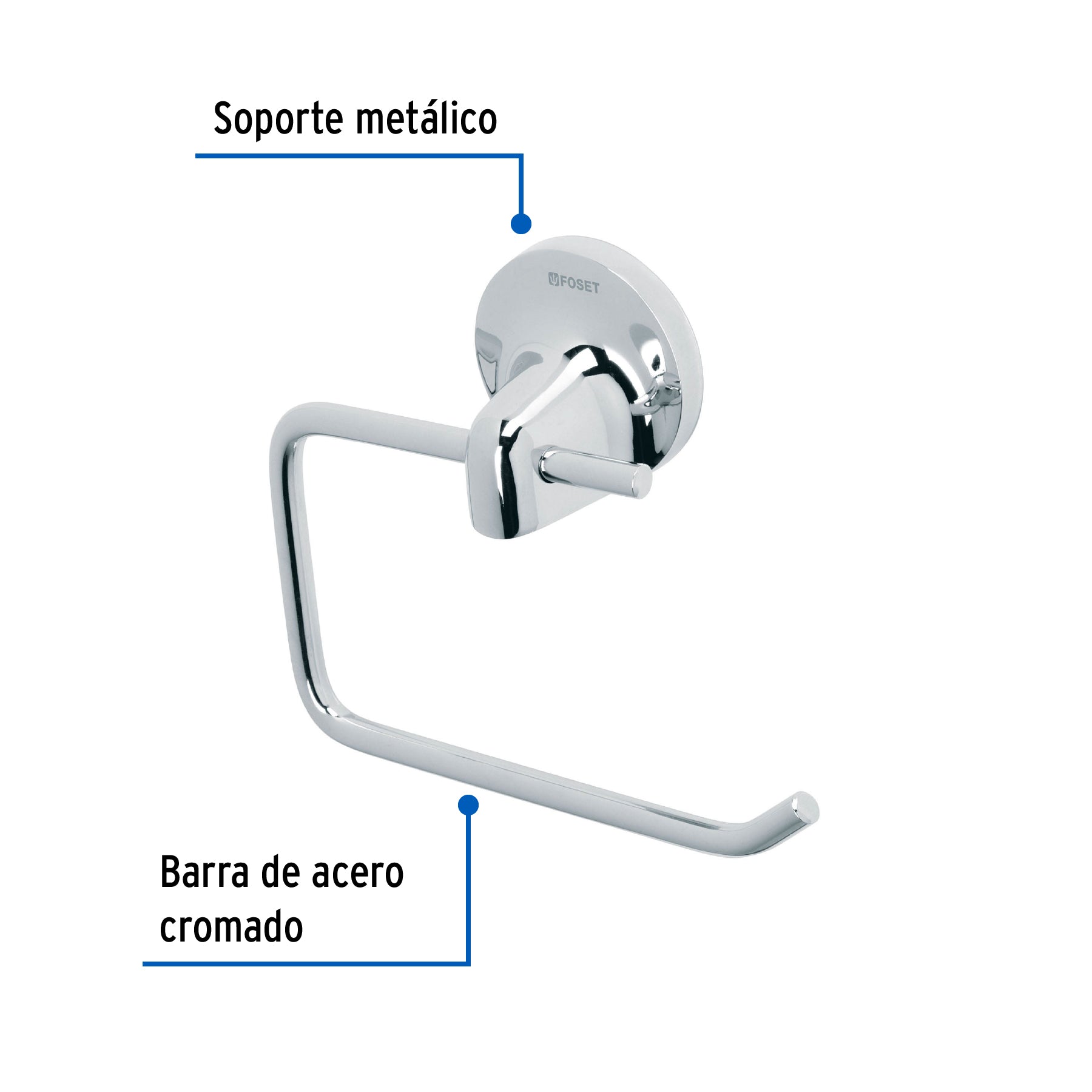 Portarrollo sin cubierta, cromo, FOSET AQUA