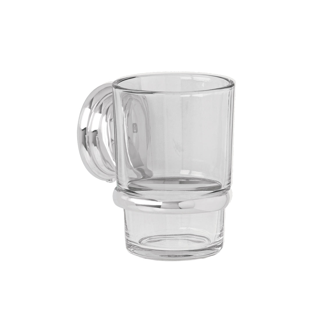 Portavaso cepillero con vaso de vidrio, cromo, FOSET AQUA