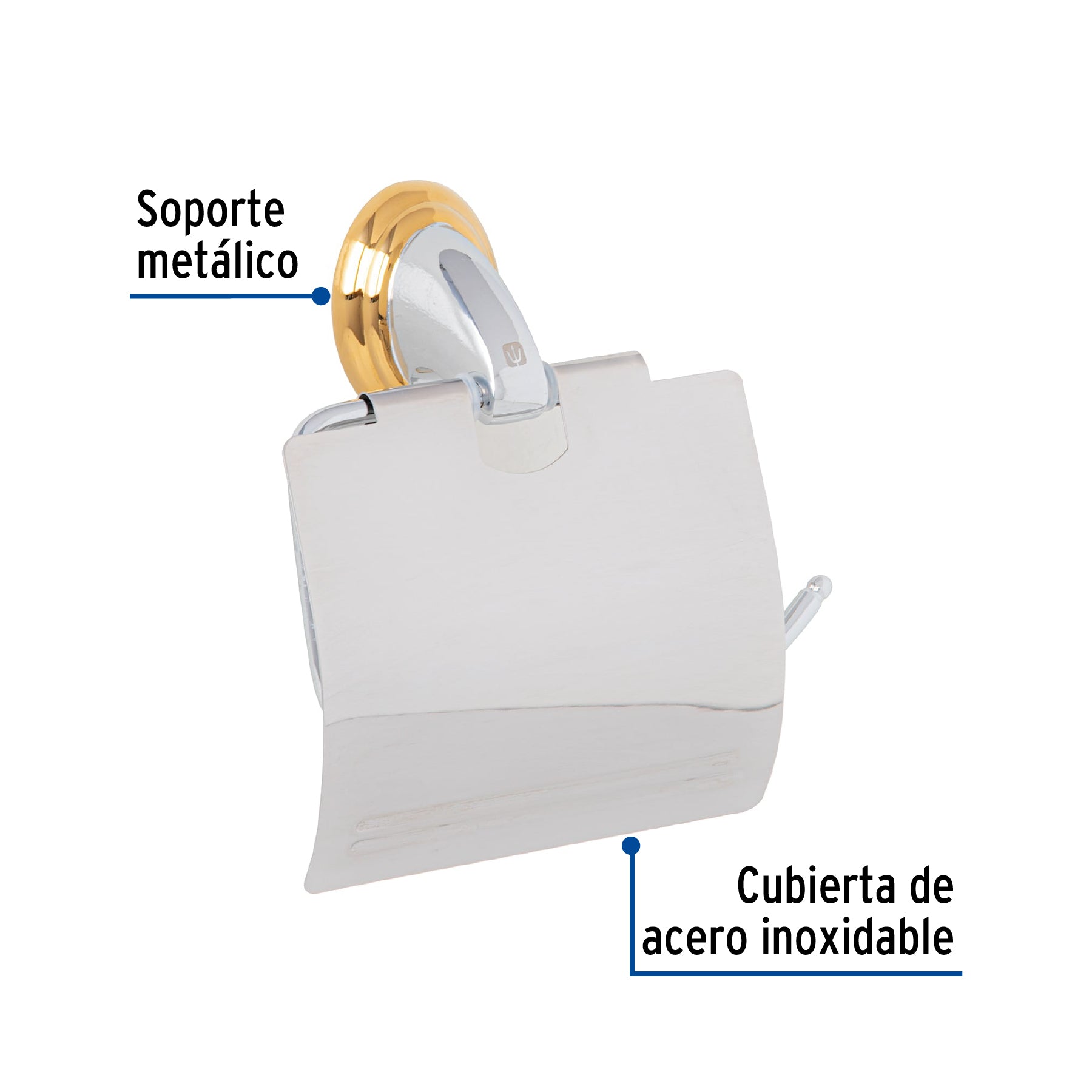 Portarrollo con cubierta, cromo-oro, FOSET AQUA