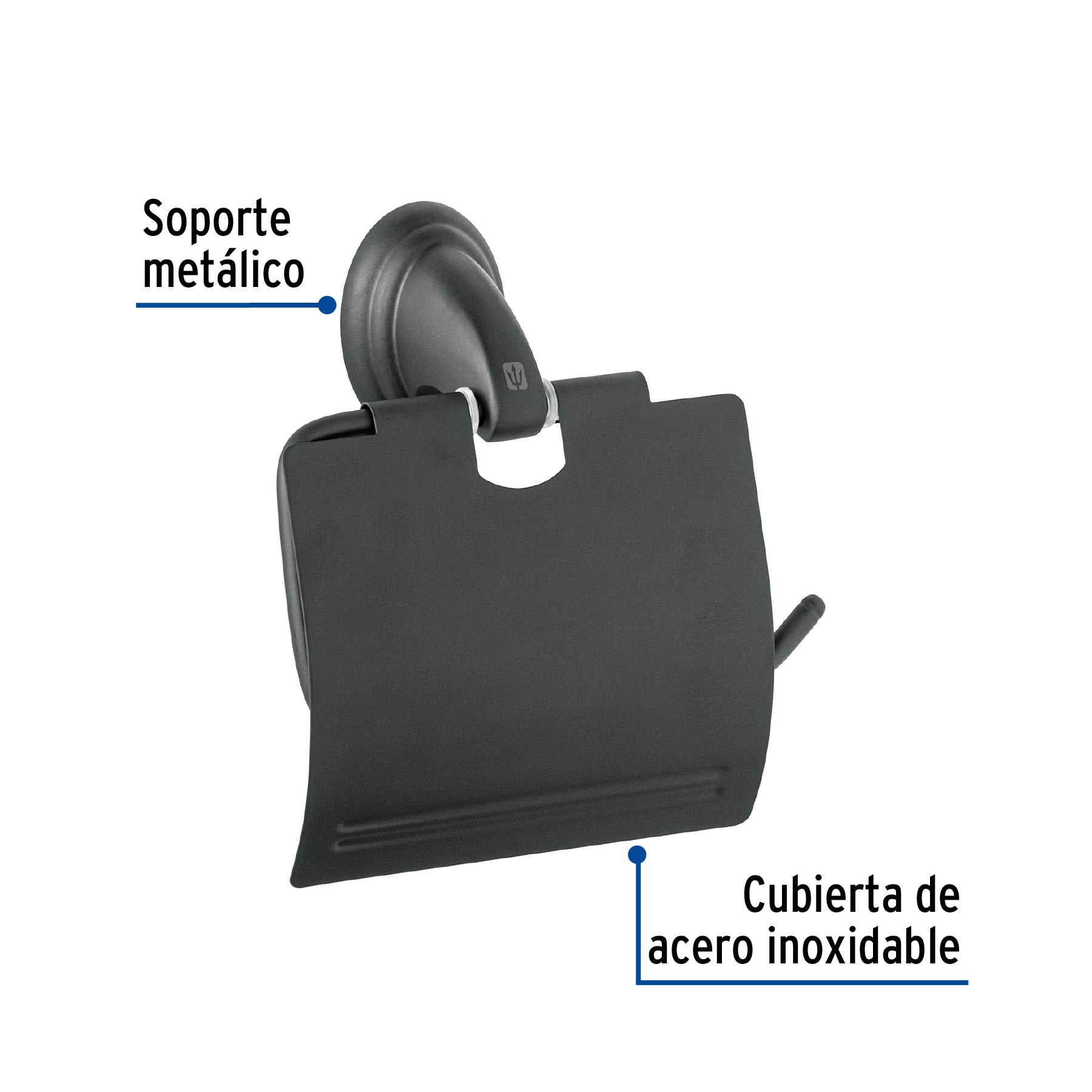 Portarrollo con cubierta, negro, FOSET AQUA