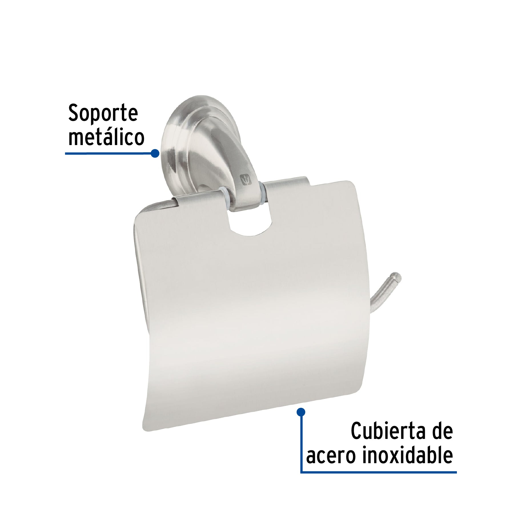 Portarrollo con cubierta, níquel satín, FOSET AQUA
