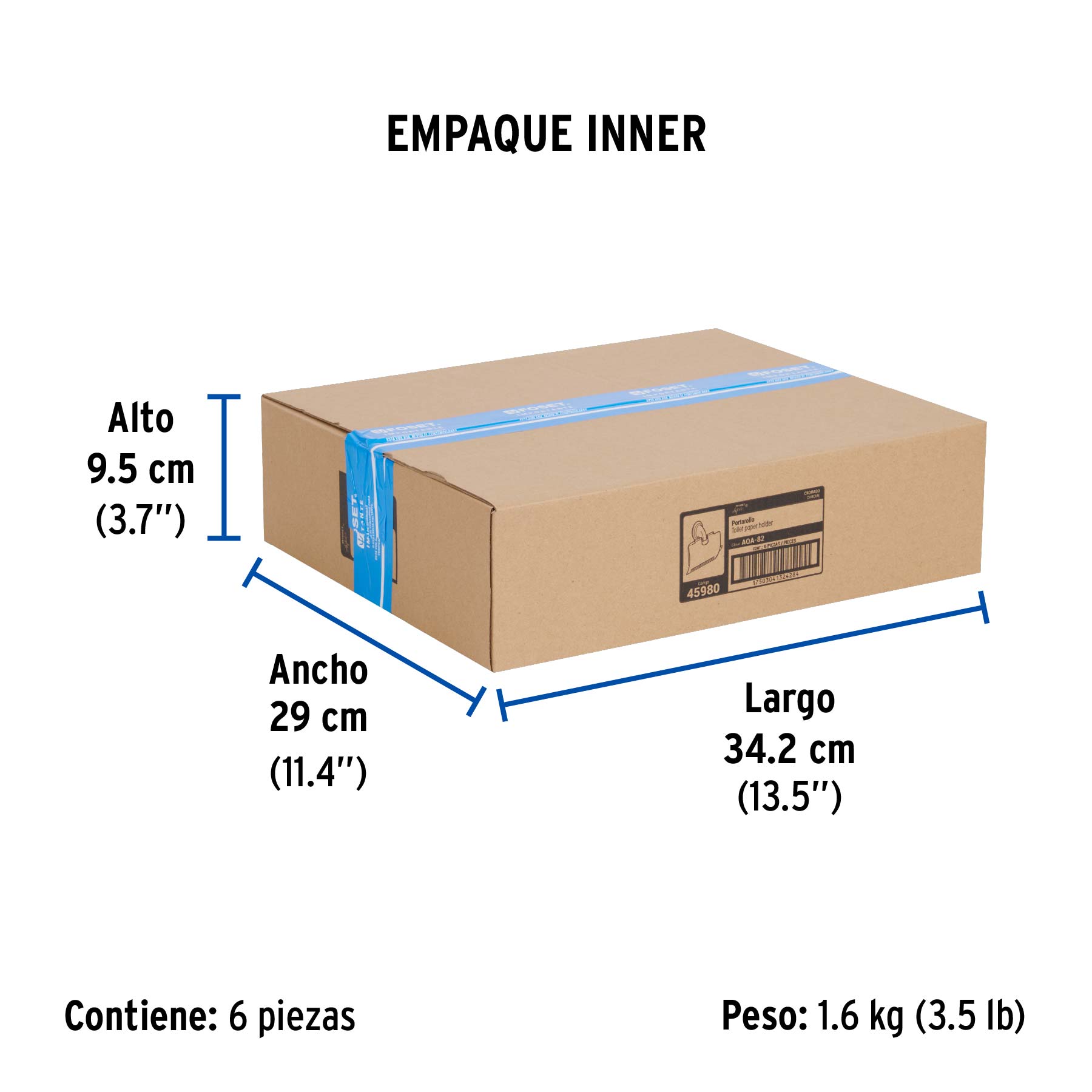 Portarrollo con cubierta, cromo, FOSET AQUA - Empaque